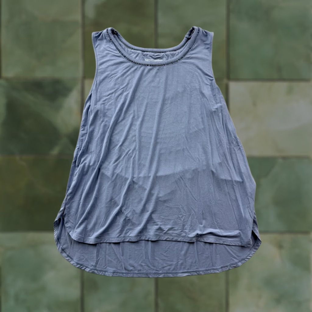 Soft Surroundings Soft Surroundings Womens Large Blue Scoop Neck Sleeveless Tunic Tank Top Size L / US 10 / IT 46 - 1 Thumbnail