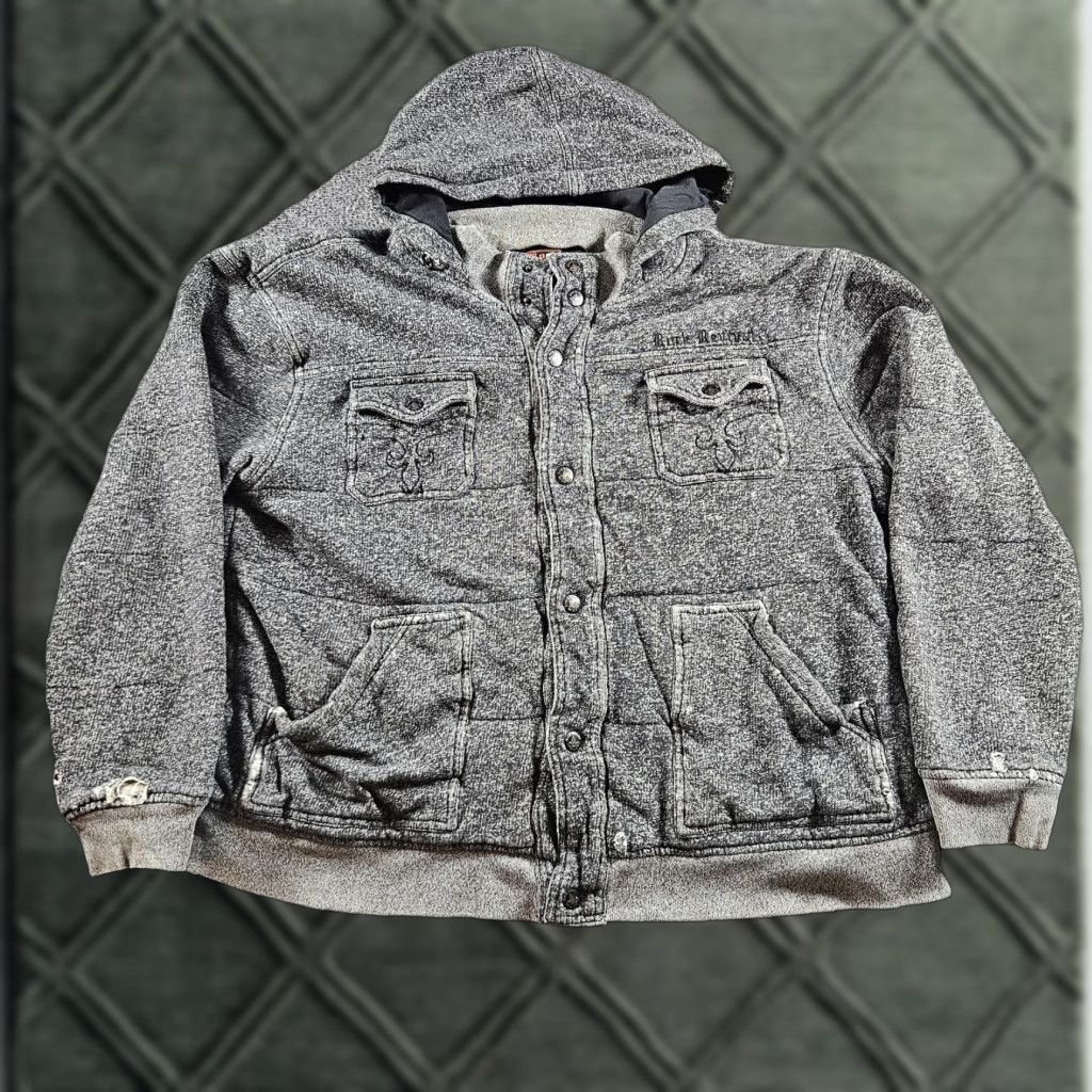 Vintage Rock Revival Hoodie Jacket Mens 2XL Gray Snap Fleece Lined Embroidered Logo Cotton Polyester Pocket Hoodie Size US XXL / EU 58 / 5 - 1 Thumbnail