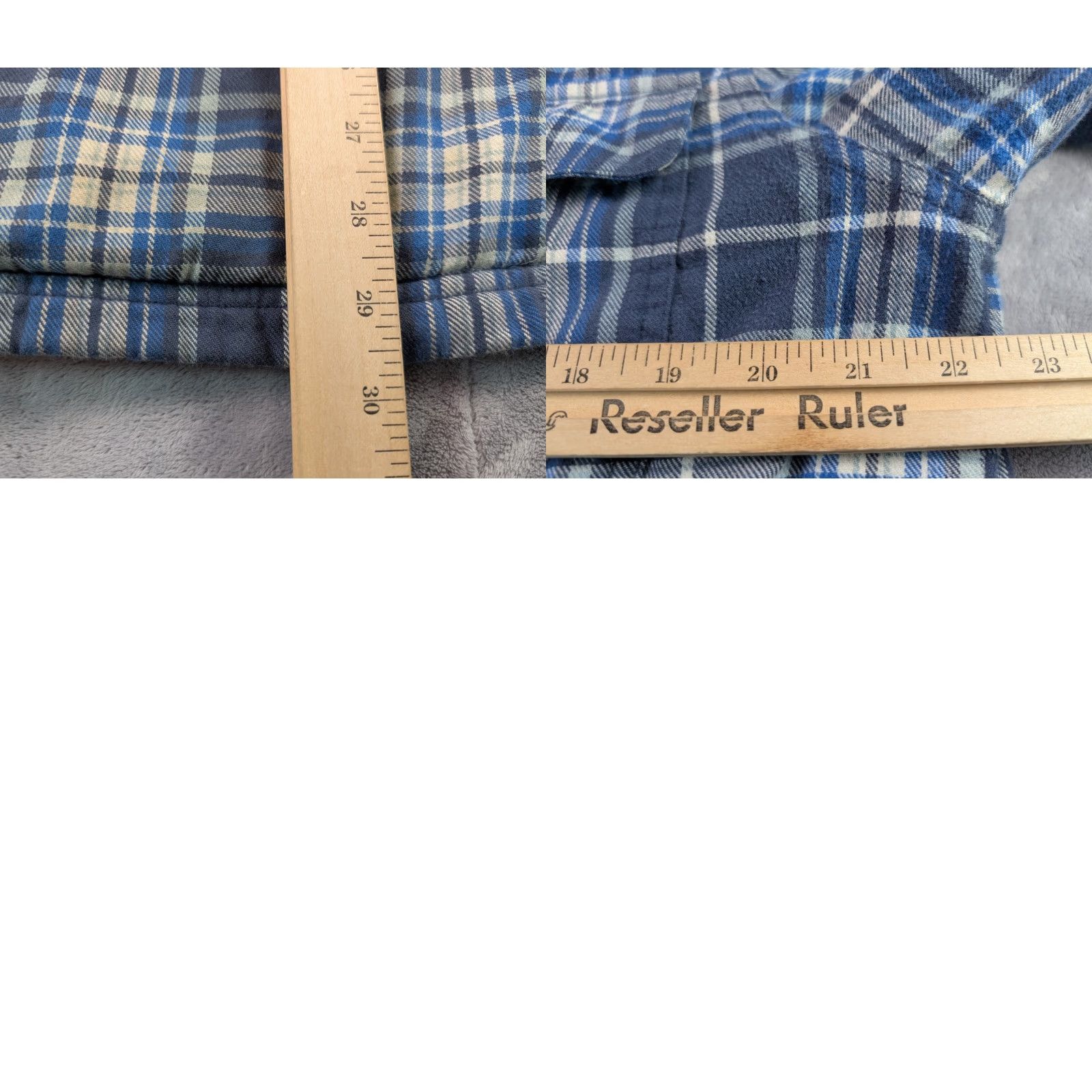 Vintage L.L. Bean Fleece Lined Flannel Hooded Jacket Mens M Blue Plaid Button Up Shacket Size US M / EU 48-50 / 2 - 8 Thumbnail