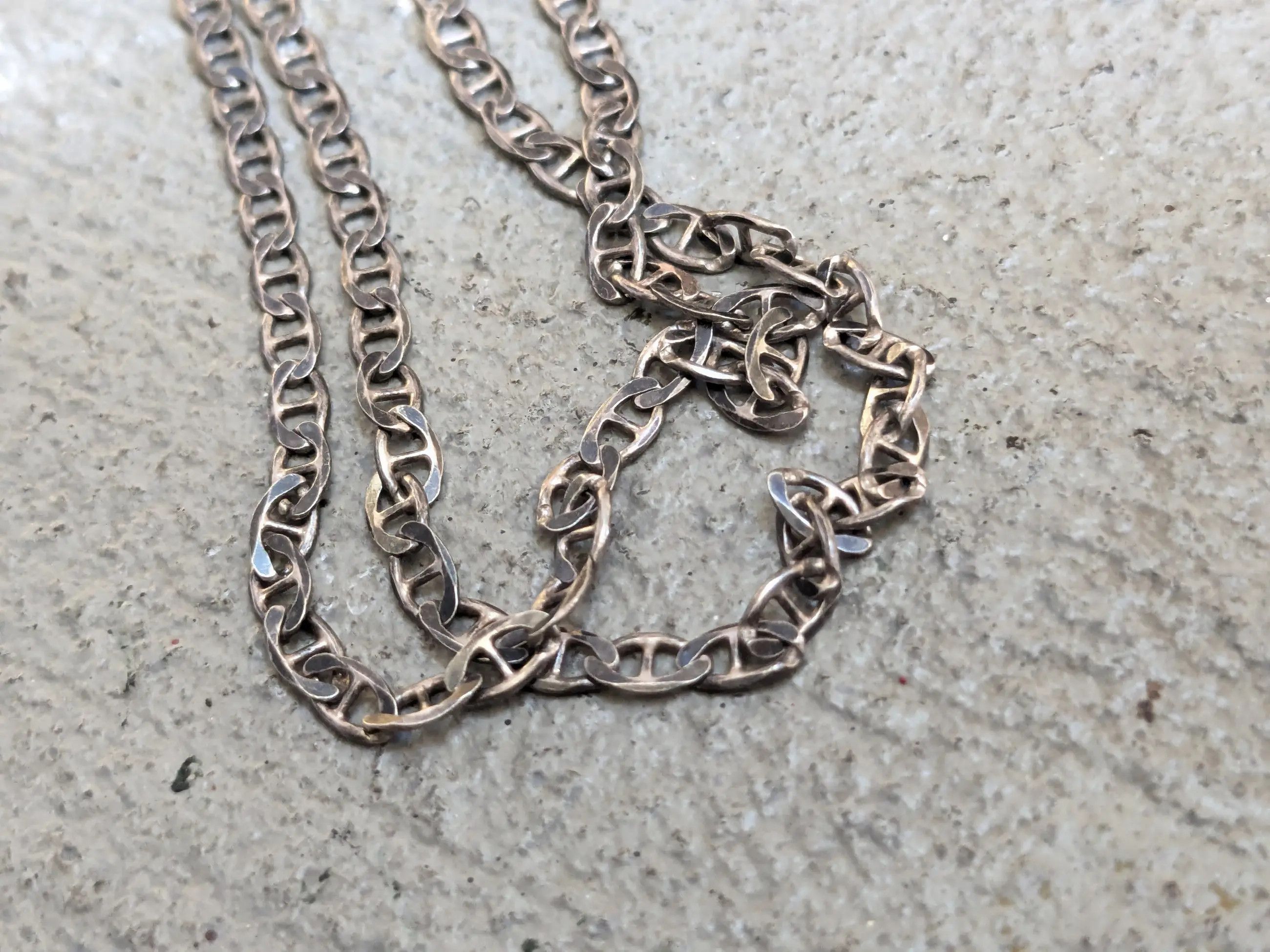 Jewelry Vintage Sterling Silver Necklace Mariner Anchor 22" Italy Size ONE SIZE - 7 Thumbnail