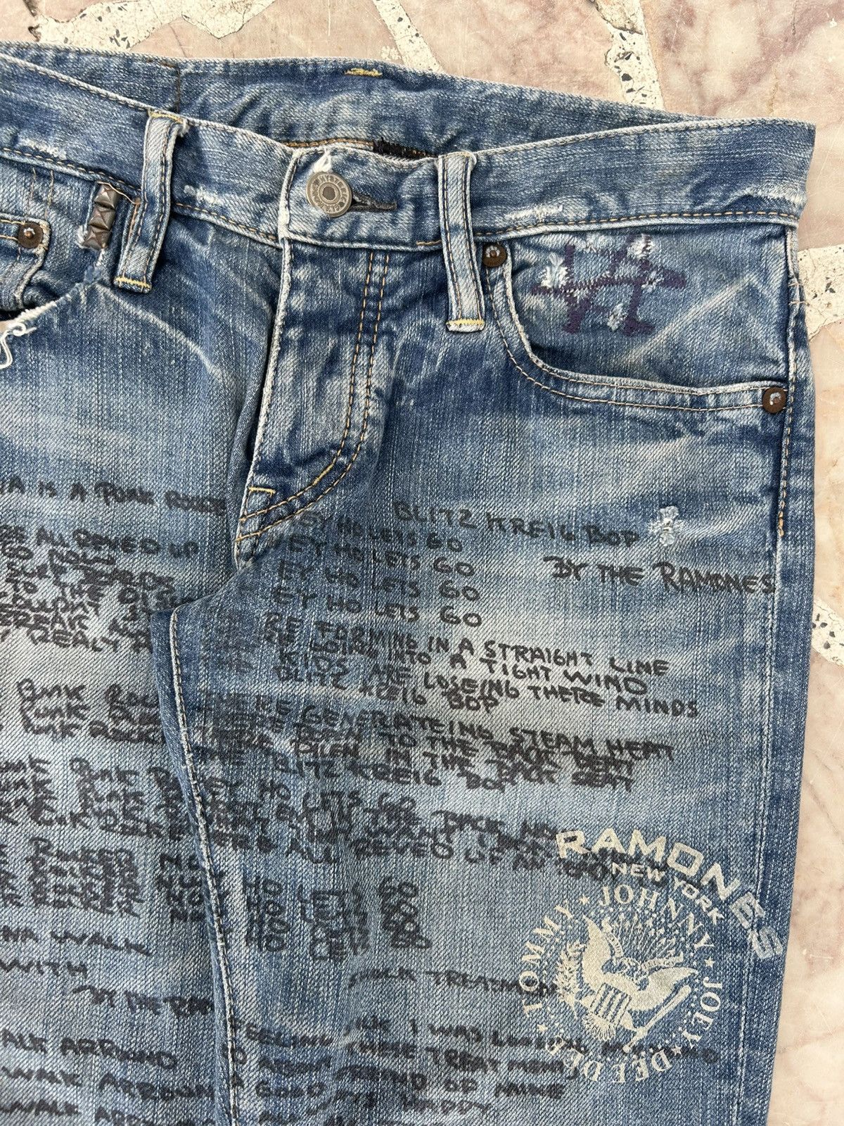 Hysteric Glamour Hysterics Japan X Ramones Lyrics Denim Size US 27 - 6 Thumbnail