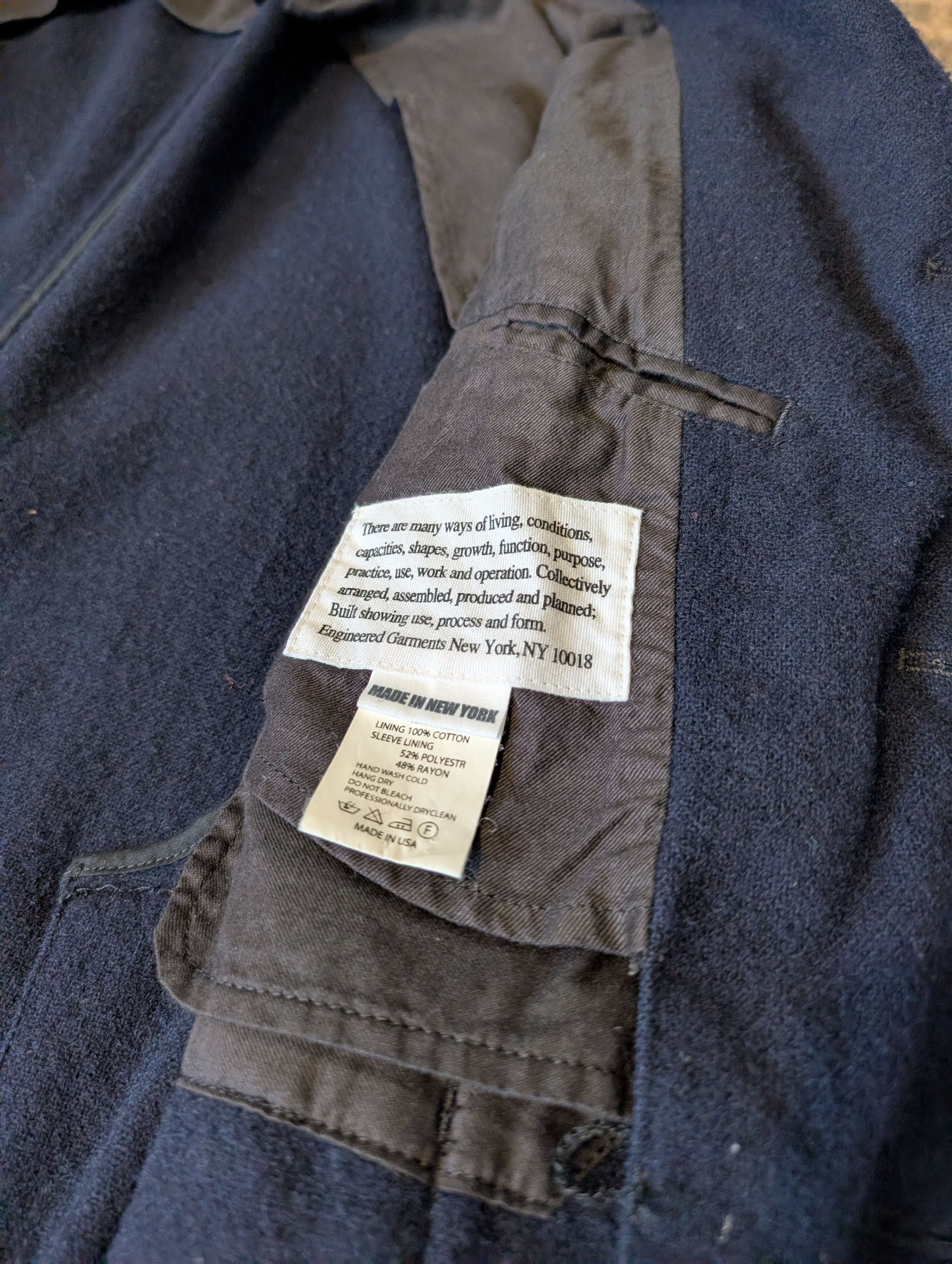 Engineered Garments 13oz Wool Flannel Baker Jacket Navy Blue Medium Size US M / EU 48-50 / 2 - 7 Thumbnail