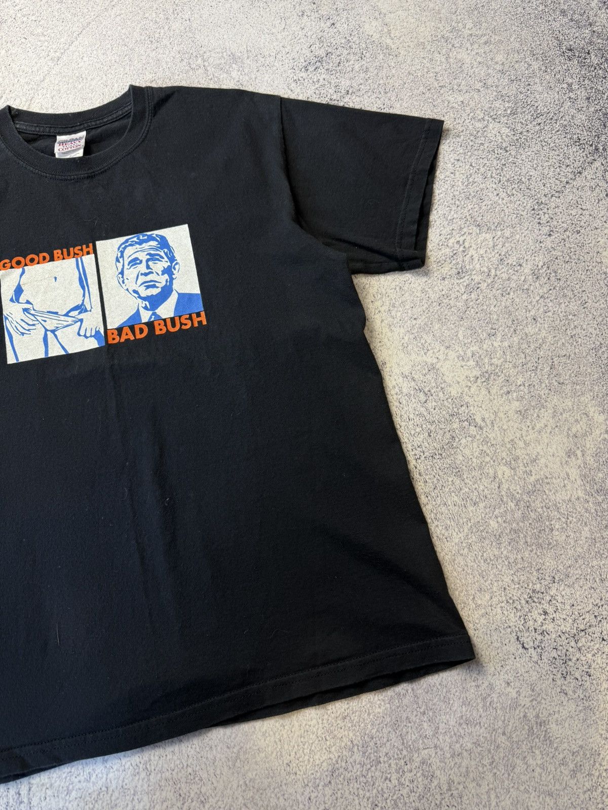 good bush bad bush don't panic tシャツ 00s VTG Good Bush Bad Bush Tshirt Political Funny GenZ Humor