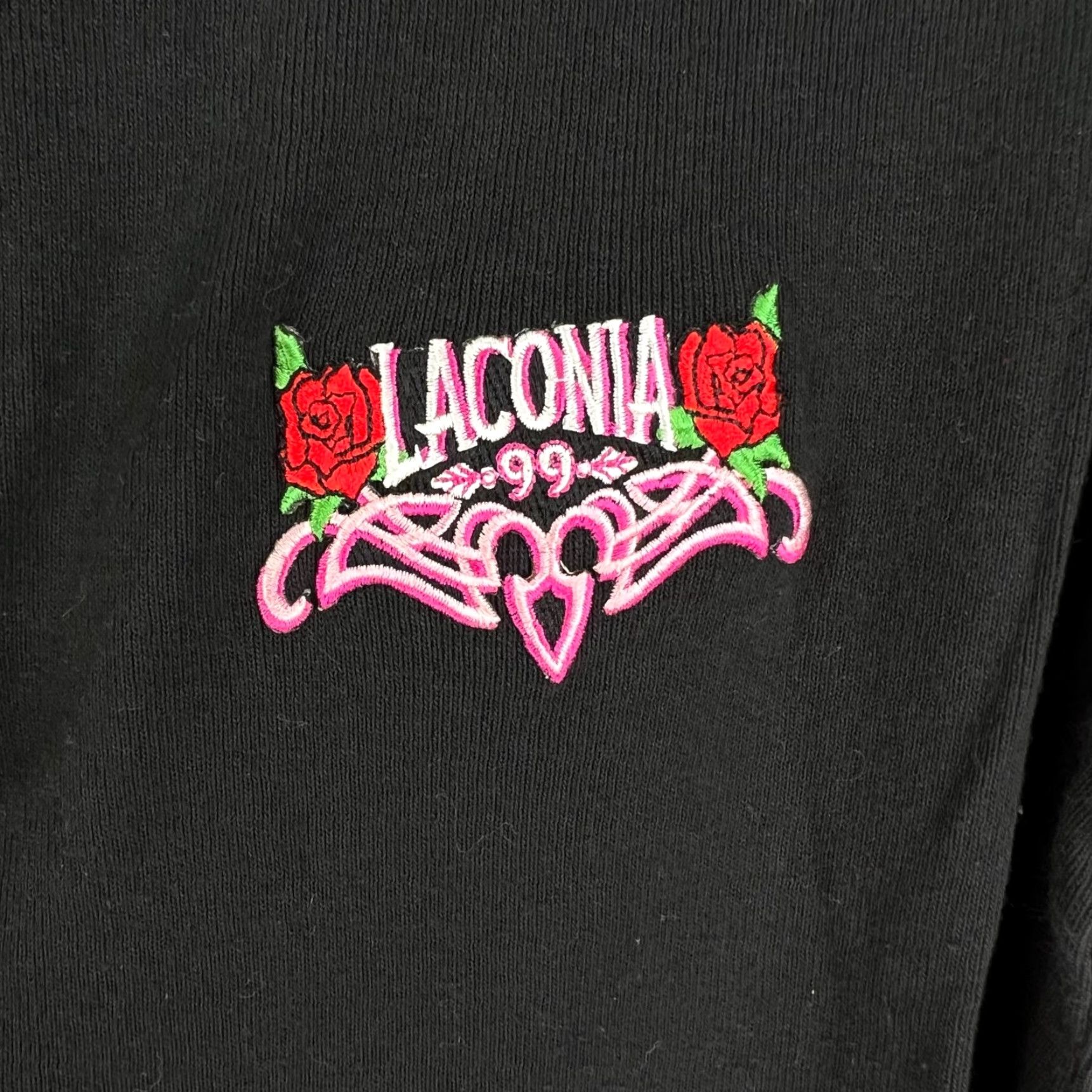 Vintage VINTAGE Wave Trade Laconia 1999 Bike Rally Top Womens L Black Knit 100% Cotton Casual Short Sleeve United States 1990s Womens Size L / US 10 / IT 46 - 2 Thumbnail