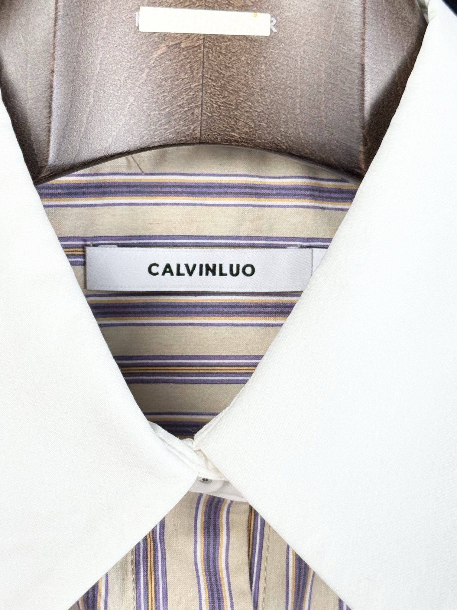 Designer UNWORN* Cut-off Cleric Stripe Button-up Shirt | CALVINLUO Size ONE SIZE - 3 Thumbnail