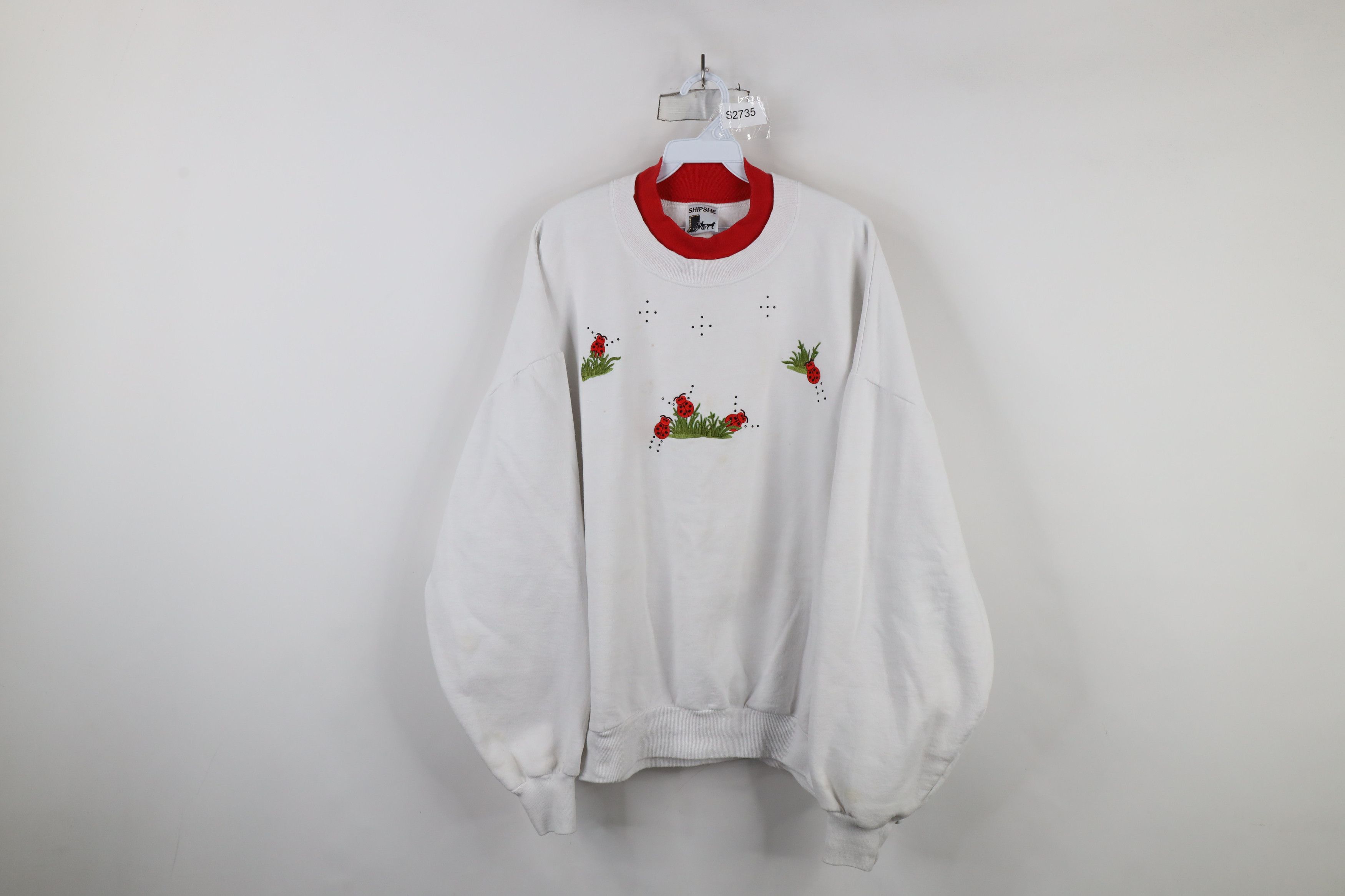 Vintage Vintage 90s Streetwear Nature Ladybug Sweatshirt White Size XXL / US 16-18 / IT 52-54 - 1 Thumbnail