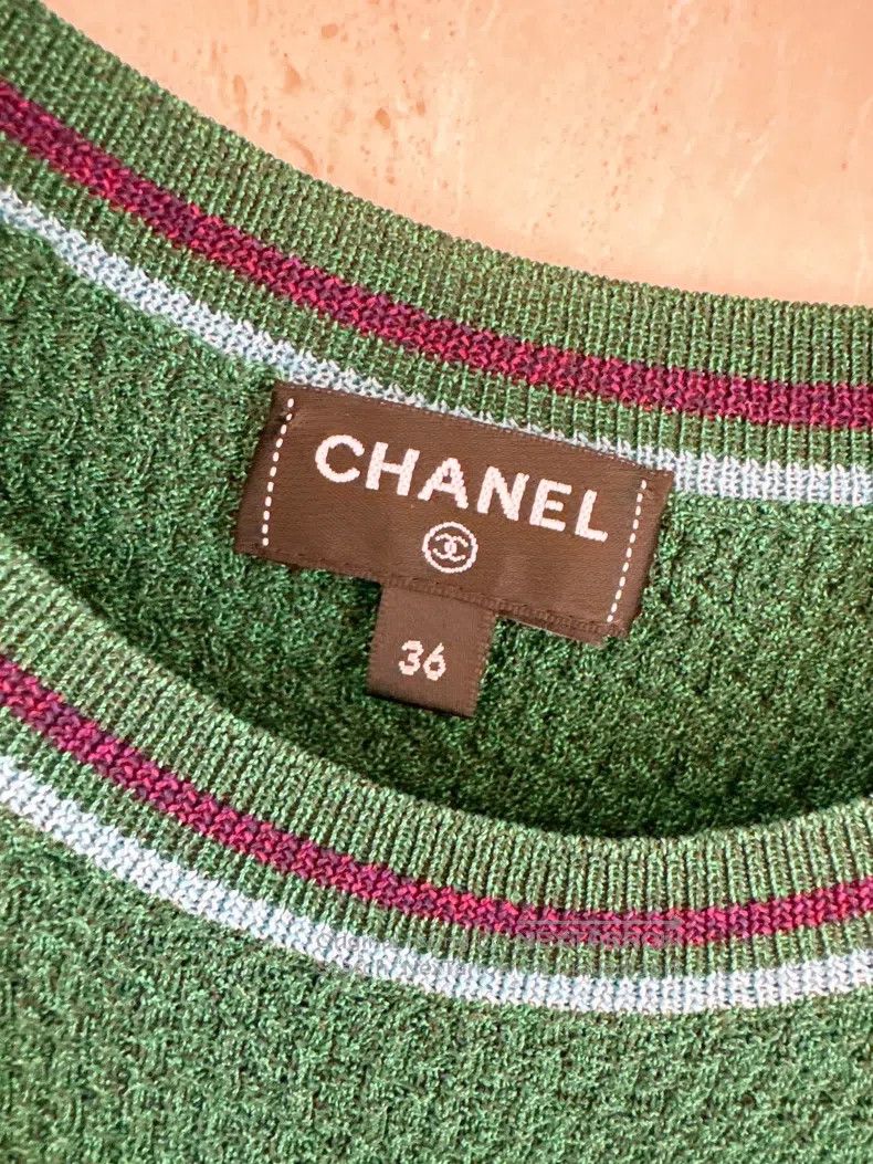 Chanel Chanel 23A Dakar Series Green Knitted Short Sleeves Size XS / US 0-2 / IT 36-38 - 7 Thumbnail
