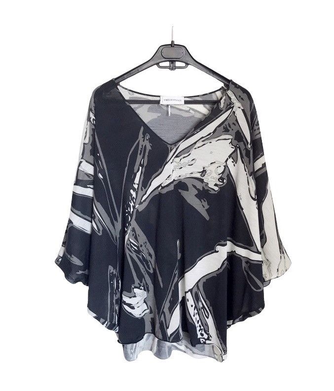 Emilio Pucci Emilio Pucci Womens Poncho Top Batwing Sleeve Blend Abstract Size L / US 10 / IT 46 - 1 Thumbnail