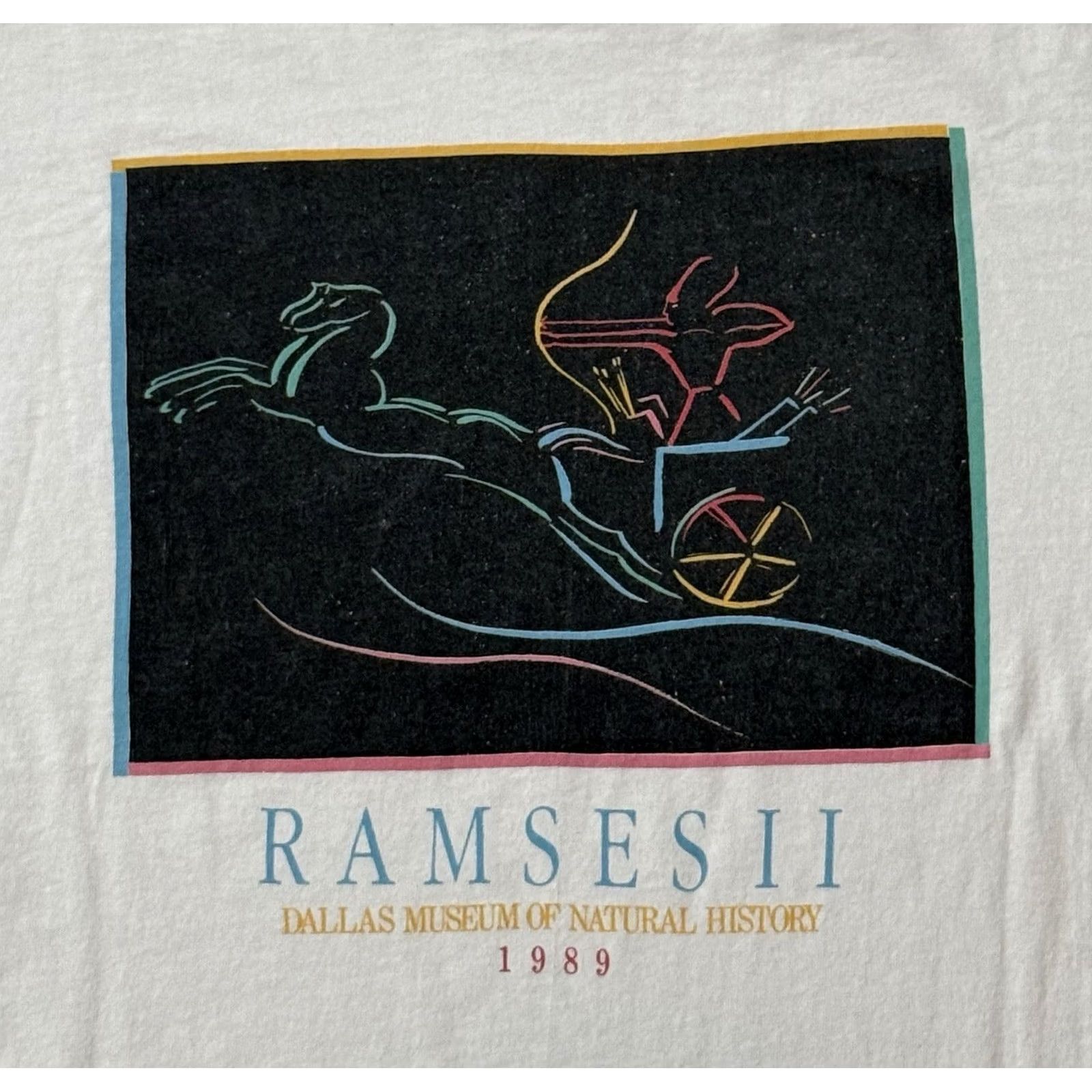 Fruit Of The Loom VINTAGE Dallas Museum of Natural History Ramses II Shirt XL Egypt Crew Neck Graphic Print Cotton White Nike? Size US XL / EU 56 / 4 - 3 Thumbnail