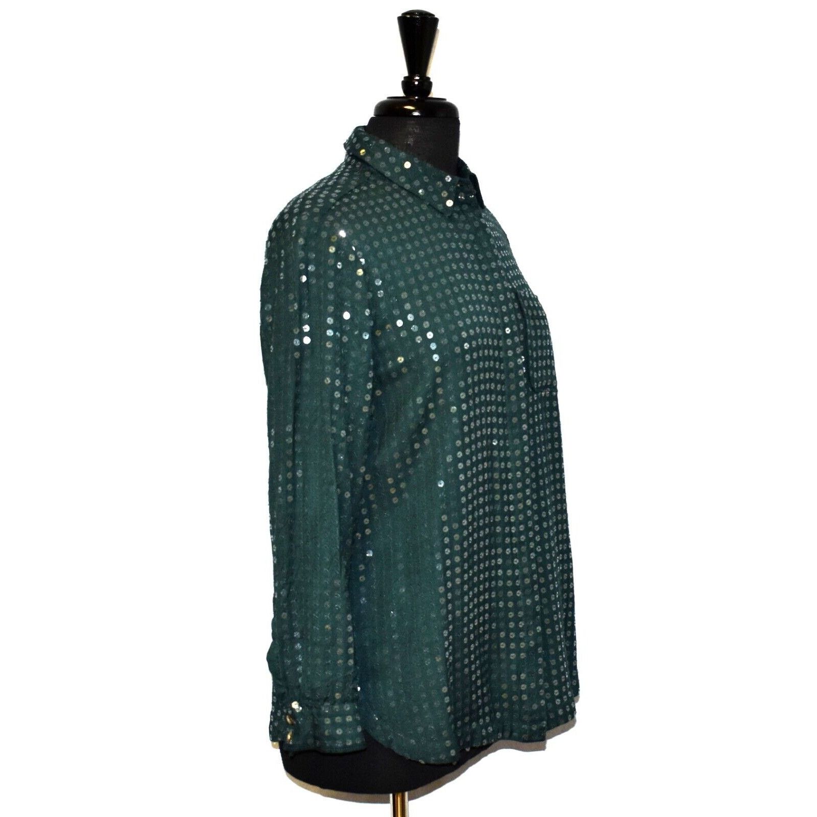 Anthropologie NWT ANTHROPOLOGIE PILCRO James Sequin Shirt Top Sz S $128 Size S / US 4 / IT 40 - 3 Thumbnail