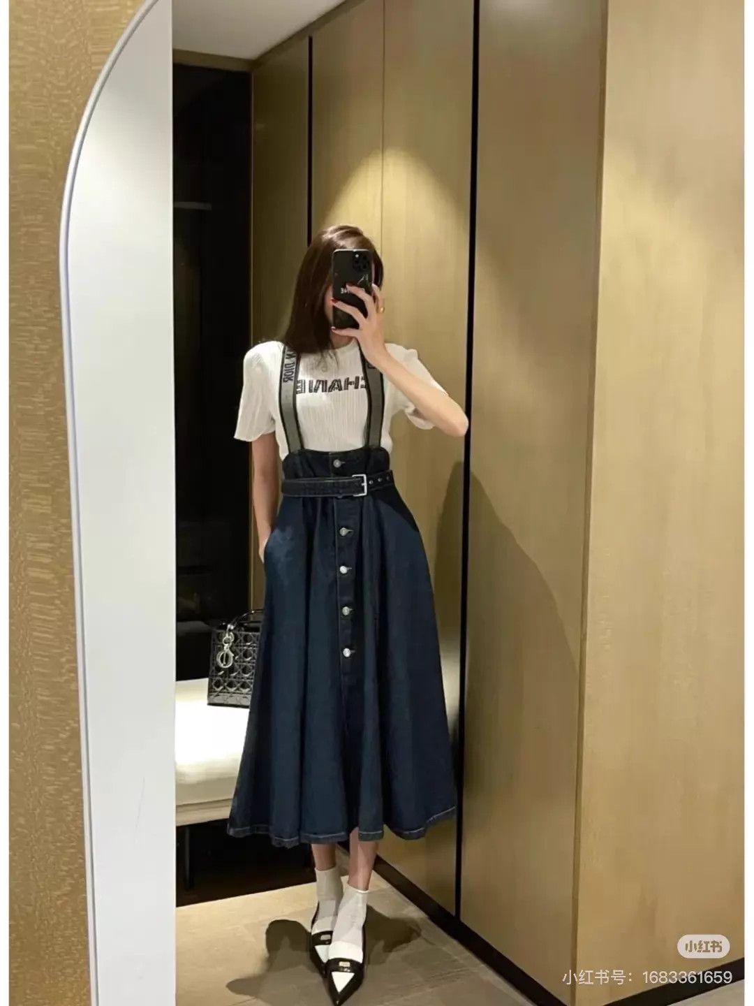 Dior Christian Dior Suspender Denim High-Waist Skirt F40 Size 28" / US 6 / IT 42 - 1 Thumbnail