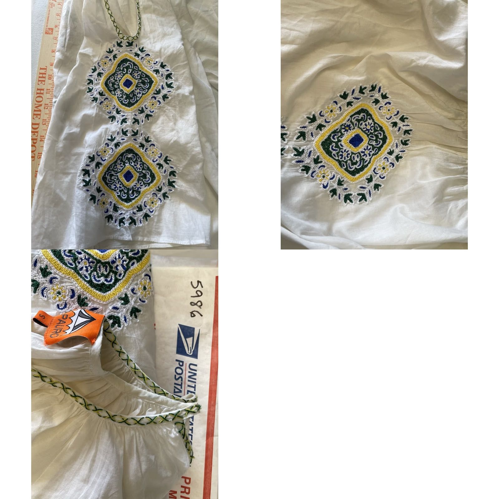Vintage Pia Pauro White Top Women S Open Shoulders Embroidered Cotton Blouse Size S / US 4 / IT 40 - 8 Thumbnail