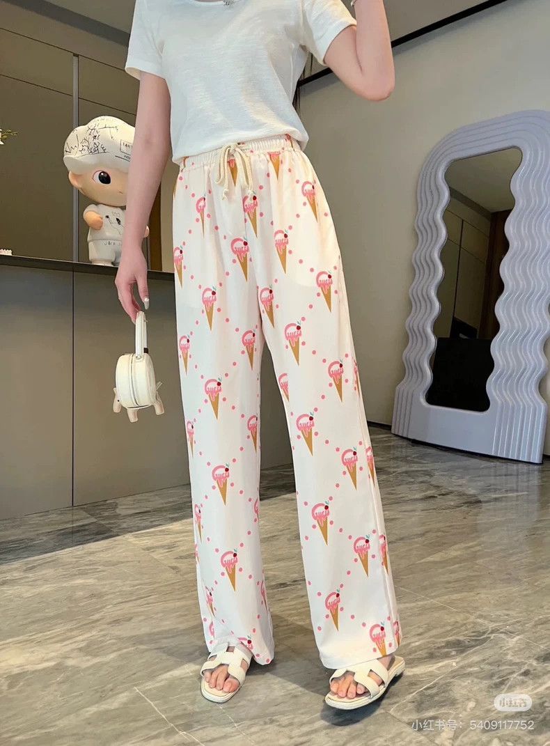 Gucci Gucci Size M Full-print ice cream pattern silk trousers 250 Size 42" / US 20 - 1 Thumbnail