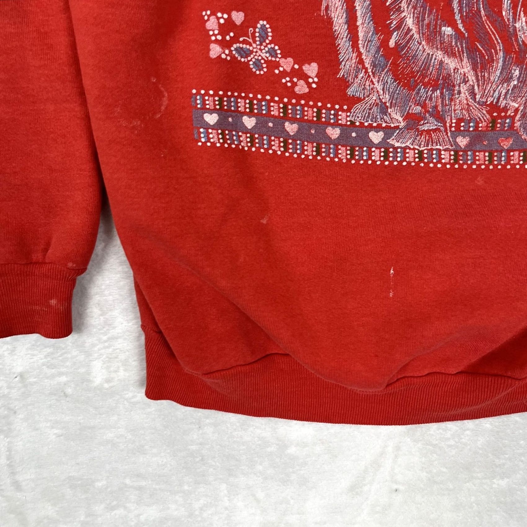 Vintage VINTAGE Cat Raglan Sweatshirt Womens Large Red Raglan Fleece Crewneck 80s Size L / US 10 / IT 46 - 4 Thumbnail
