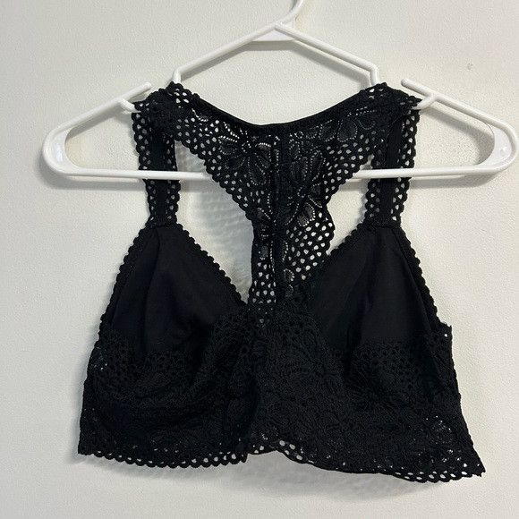 American Eagle Outfitters Aerie Black Racerback Lace Bralette Size ONE SIZE - 2 Thumbnail