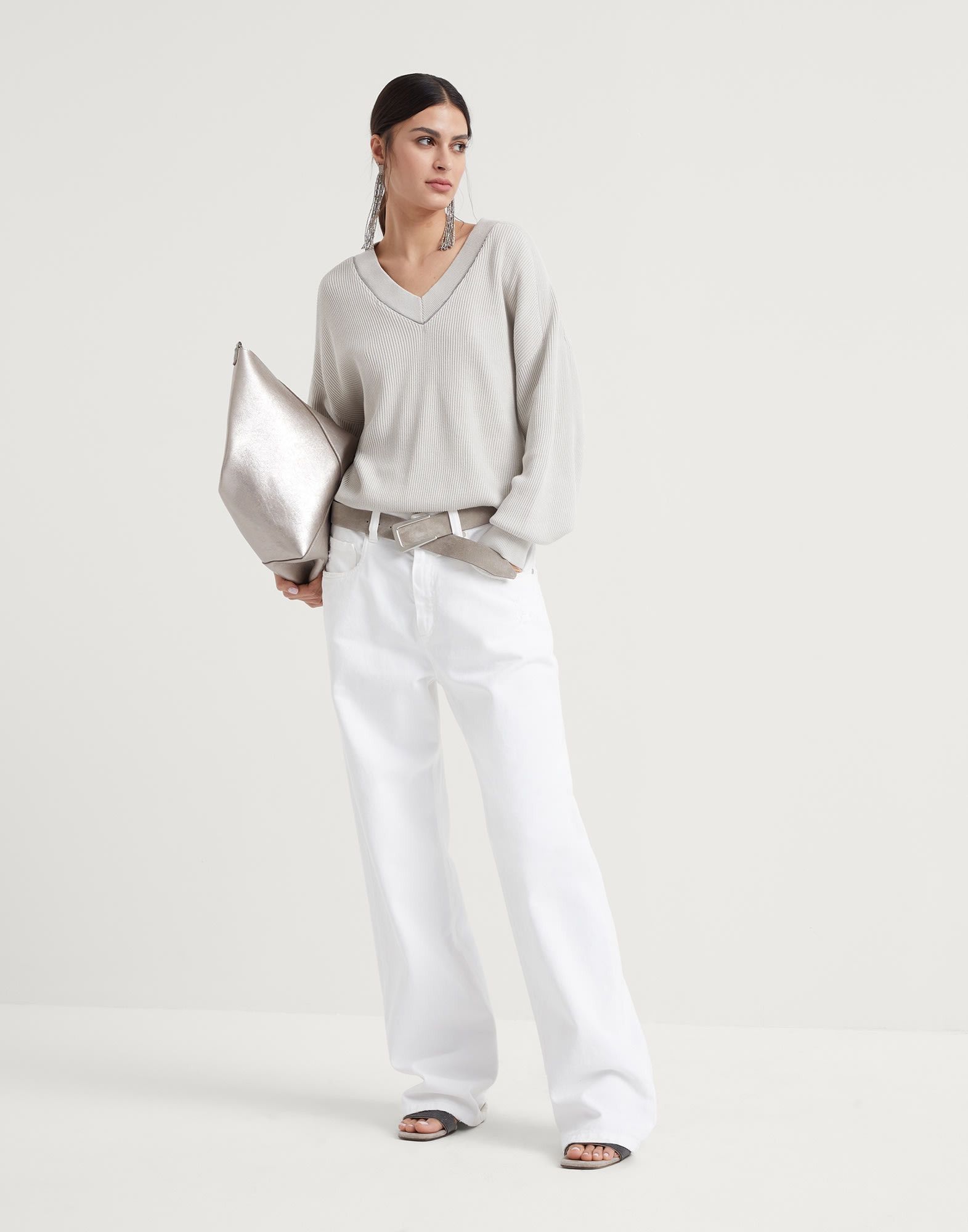 Brunello Cucinelli o1w1db10825 Sweater in Open White Size XL / US 12-14 / IT 48-50 - 5 Thumbnail