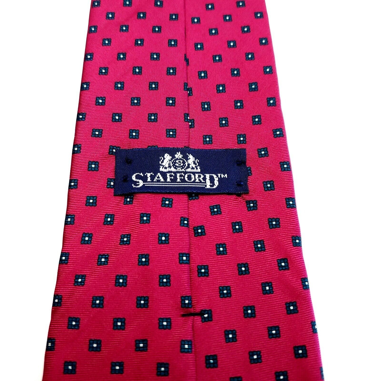 Stafford Stafford Red Silk Tie Woven Geometric Short Size ONE SIZE - 4 Thumbnail