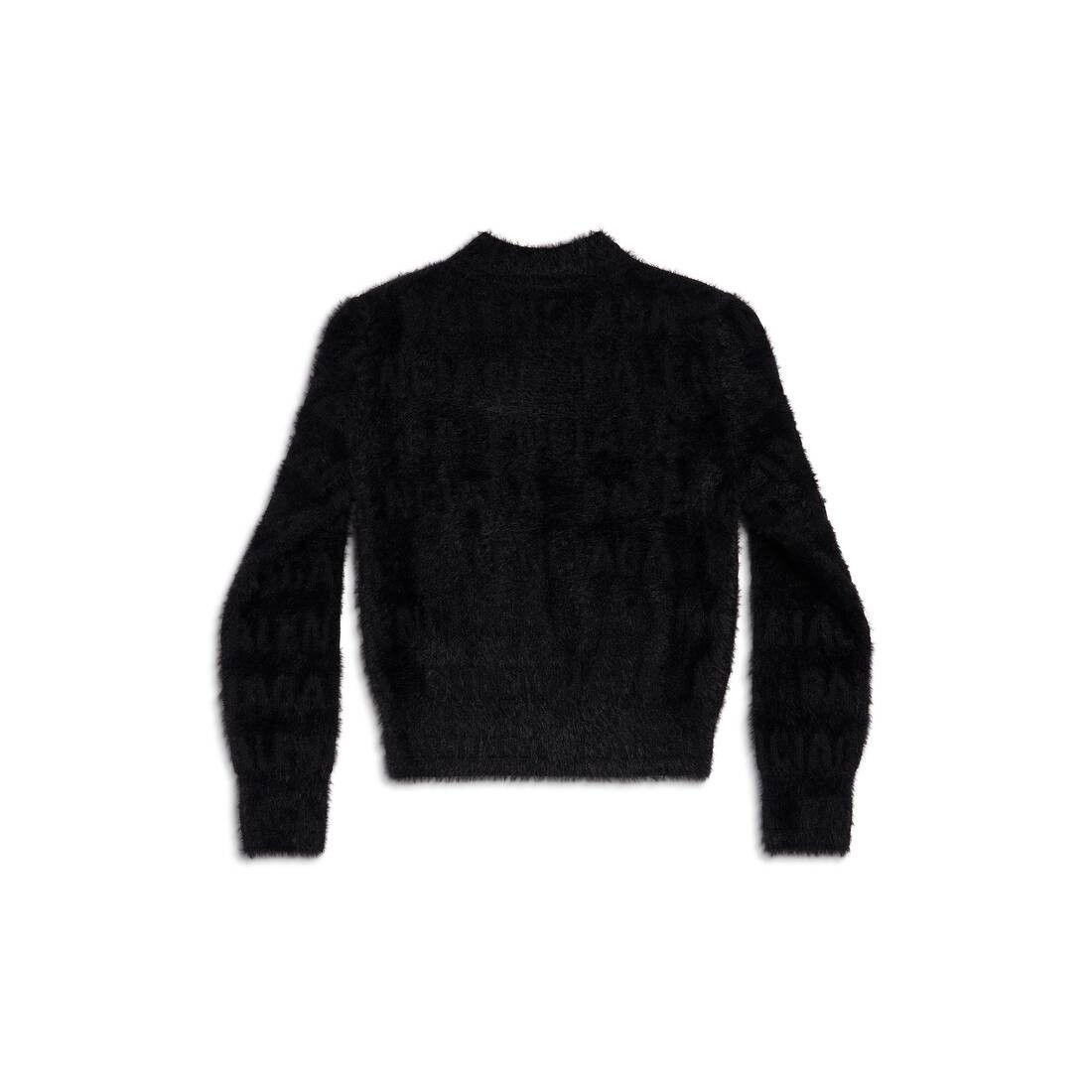 Balenciaga o1srvl11e1025 Bal Horizontal Allover Furry Fitted Sweater Size L / US 10 / IT 46 - 7 Thumbnail