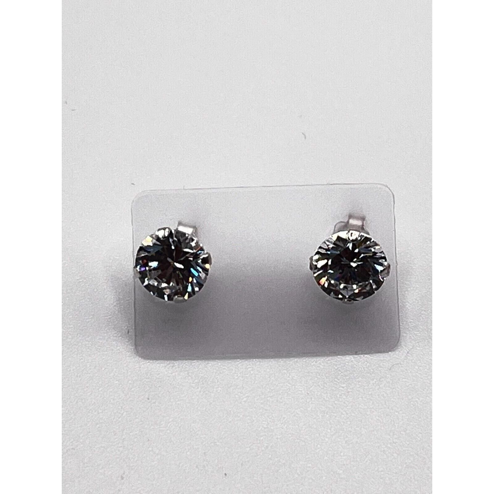 The Unbranded Brand Round Cut CZ Solitaire Earrings Antitarnish 925 Sterling Size ONE SIZE - 1 Thumbnail