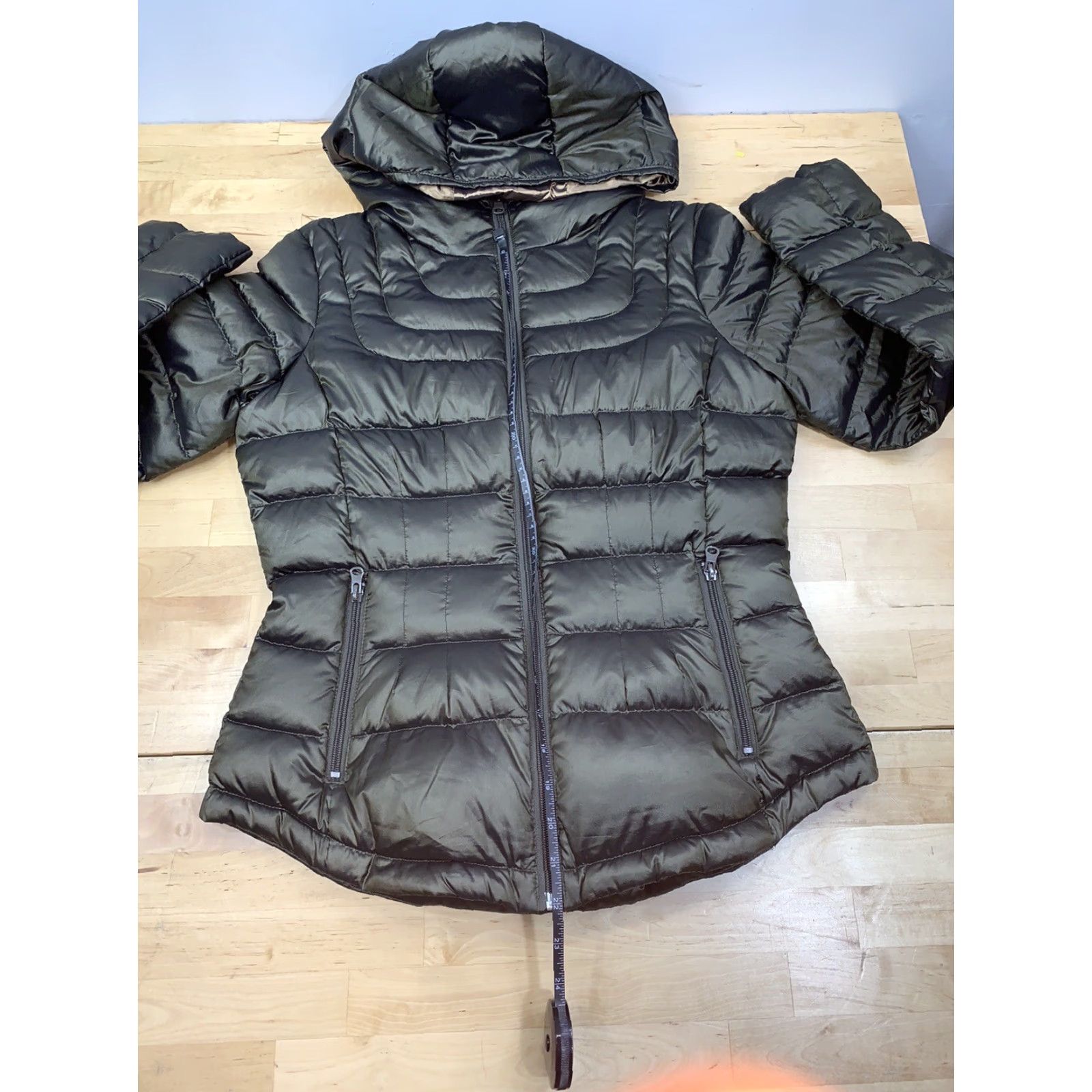 Vintage Bernardo Down Puffer Jacket Womens S Green Hooded Zip Casual Pockers #8035 Size S / US 4 / IT 40 - 6 Thumbnail