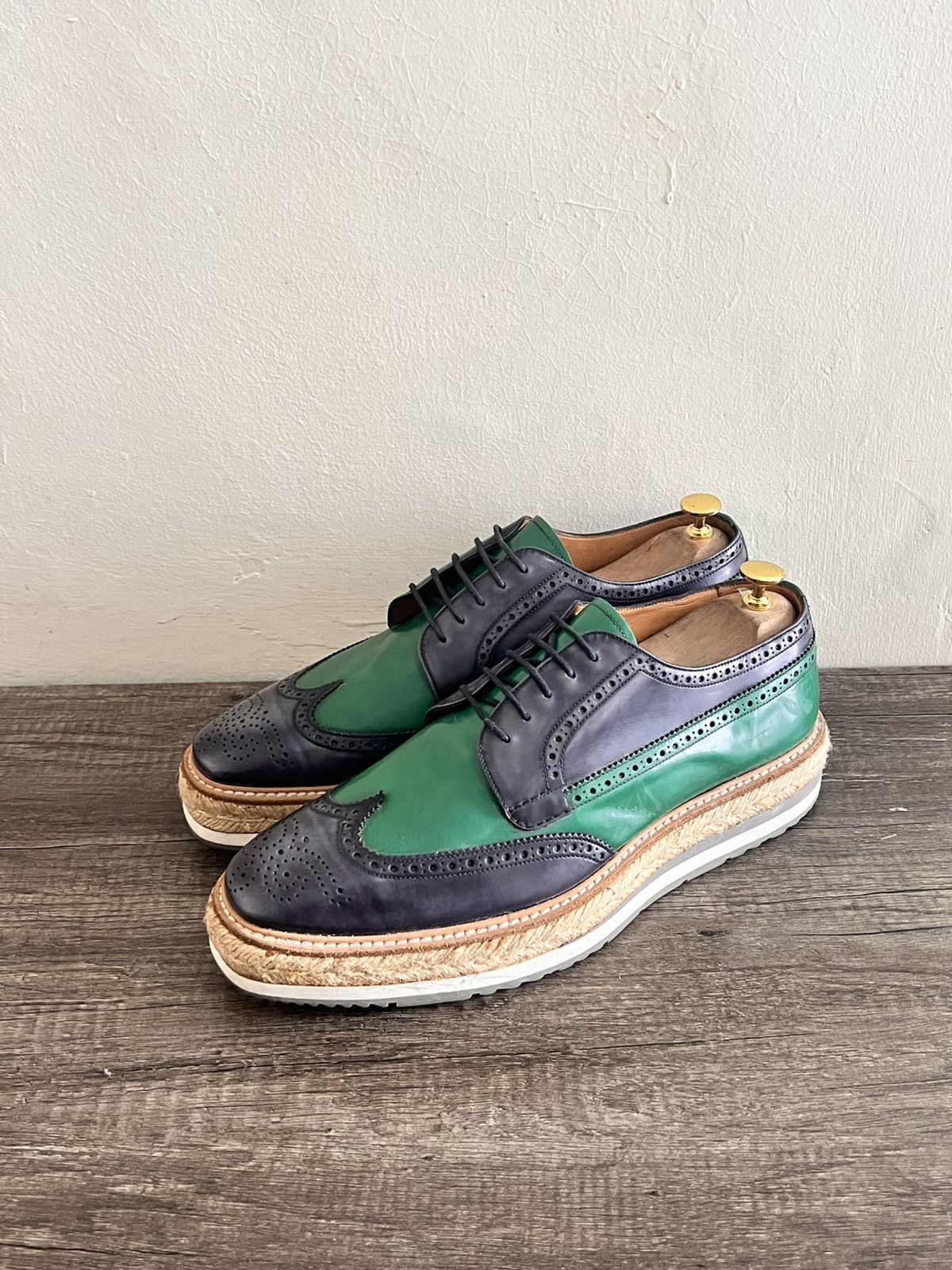 Prada Prada Wingtip Woven Sole Brogues Size US 10 / EU 43 - 4 Thumbnail