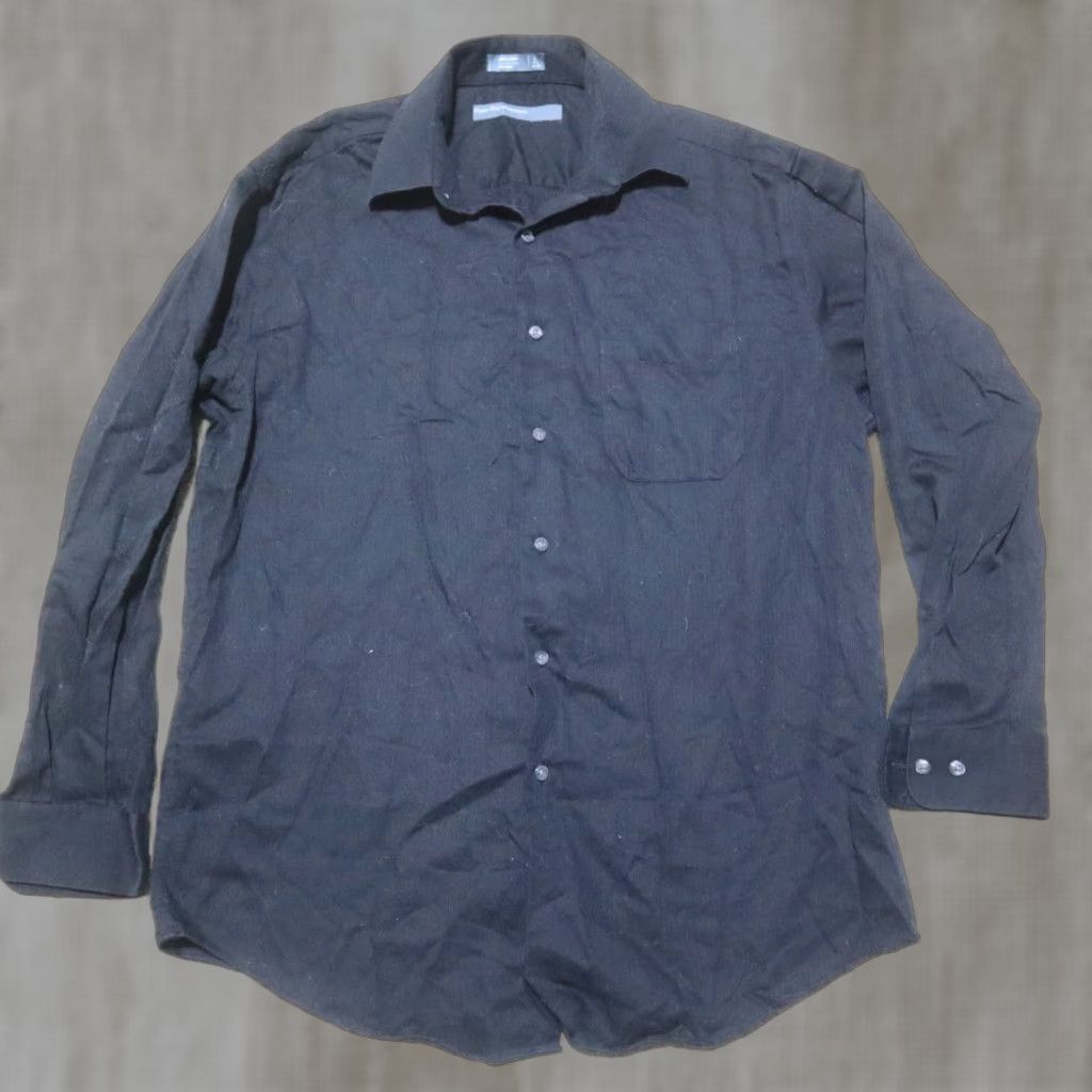 Perry Ellis Perry Ellis Shirt Mens Solid Black Long Sleeve Button-Up 15.5 100% Cotton Adult Size L Size US L / EU 52-54 / 3 - 1 Thumbnail