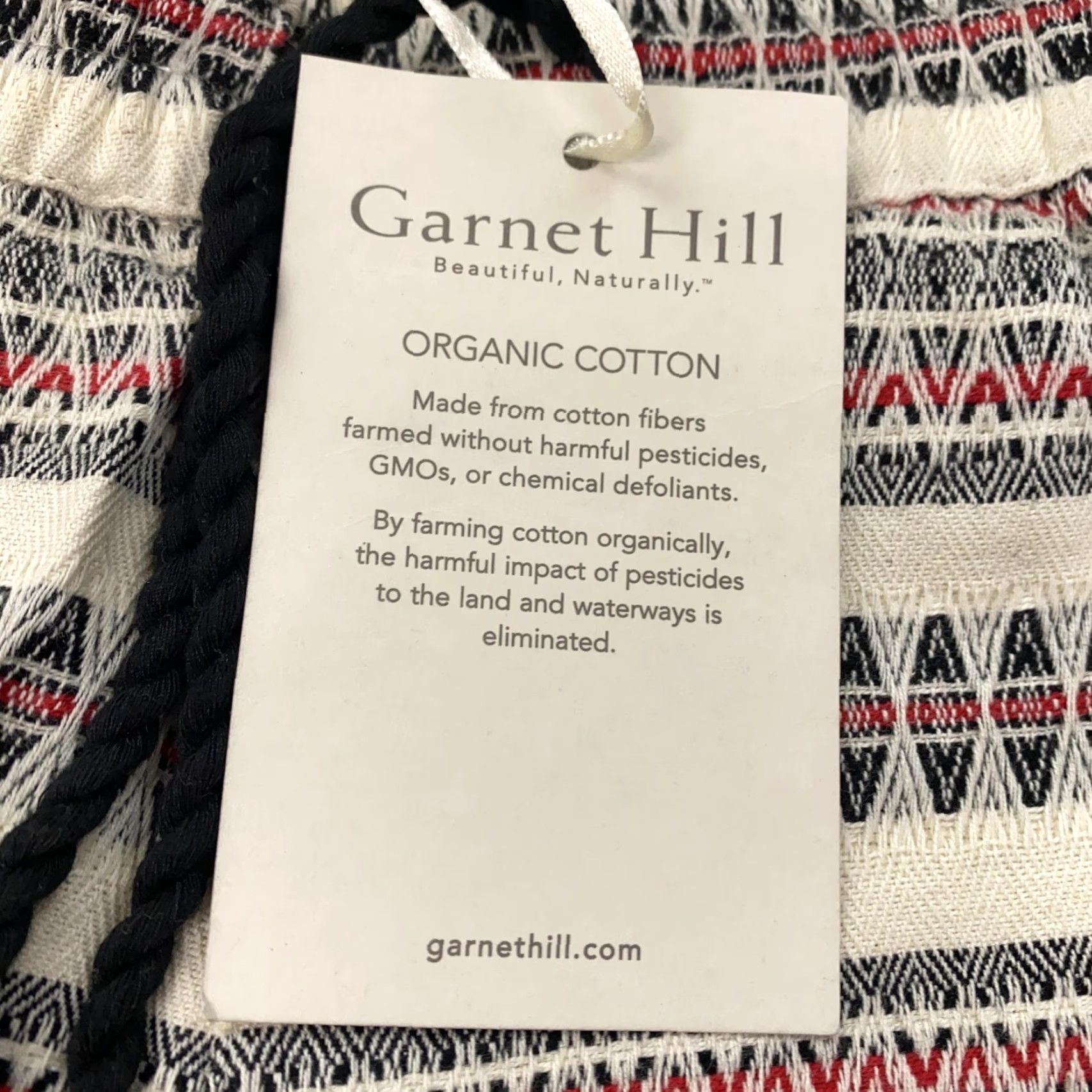 Vintage Garnet Hill Womens Shorts 14 Organic Cotton Drawstring Boho Geometric Aztec Size 36" / US 14 / IT 50 - 2 Thumbnail