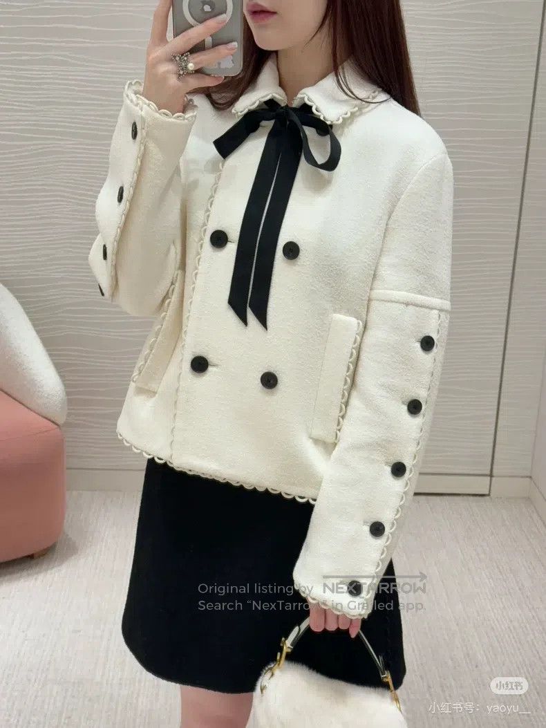 Dior Dior White bow double-breasted jacket Size S / US 4 / IT 40 - 8 Thumbnail
