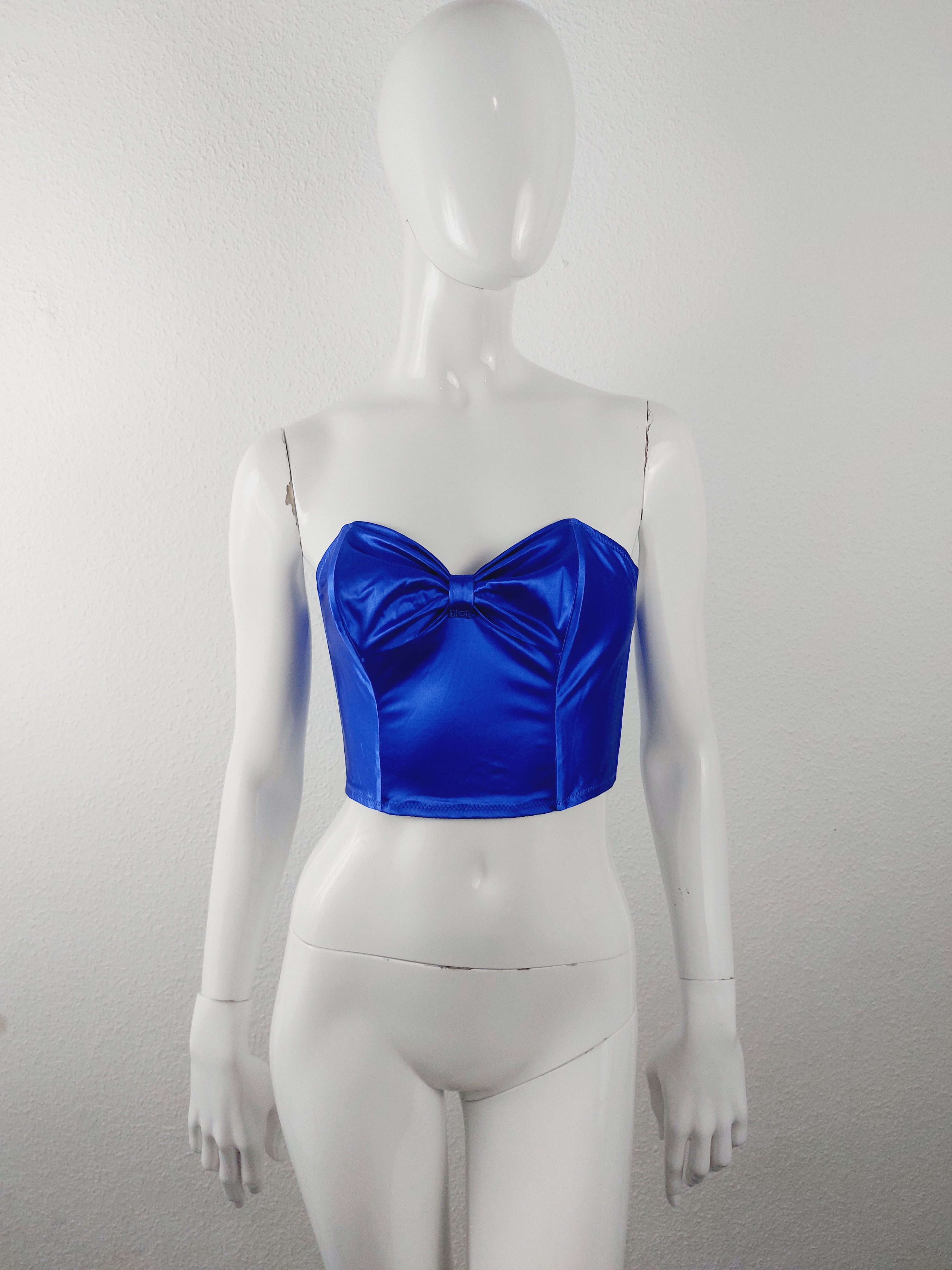 Vintage Christian Dior Navy Blue Logo Corset Bustier NWT