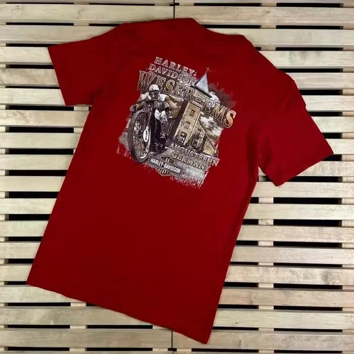 Harley Davidson T Shirt Vintage Harley Davidson M Red Big Print Weser - EMS Size US M / EU 48-50 / 2 - 8 Thumbnail
