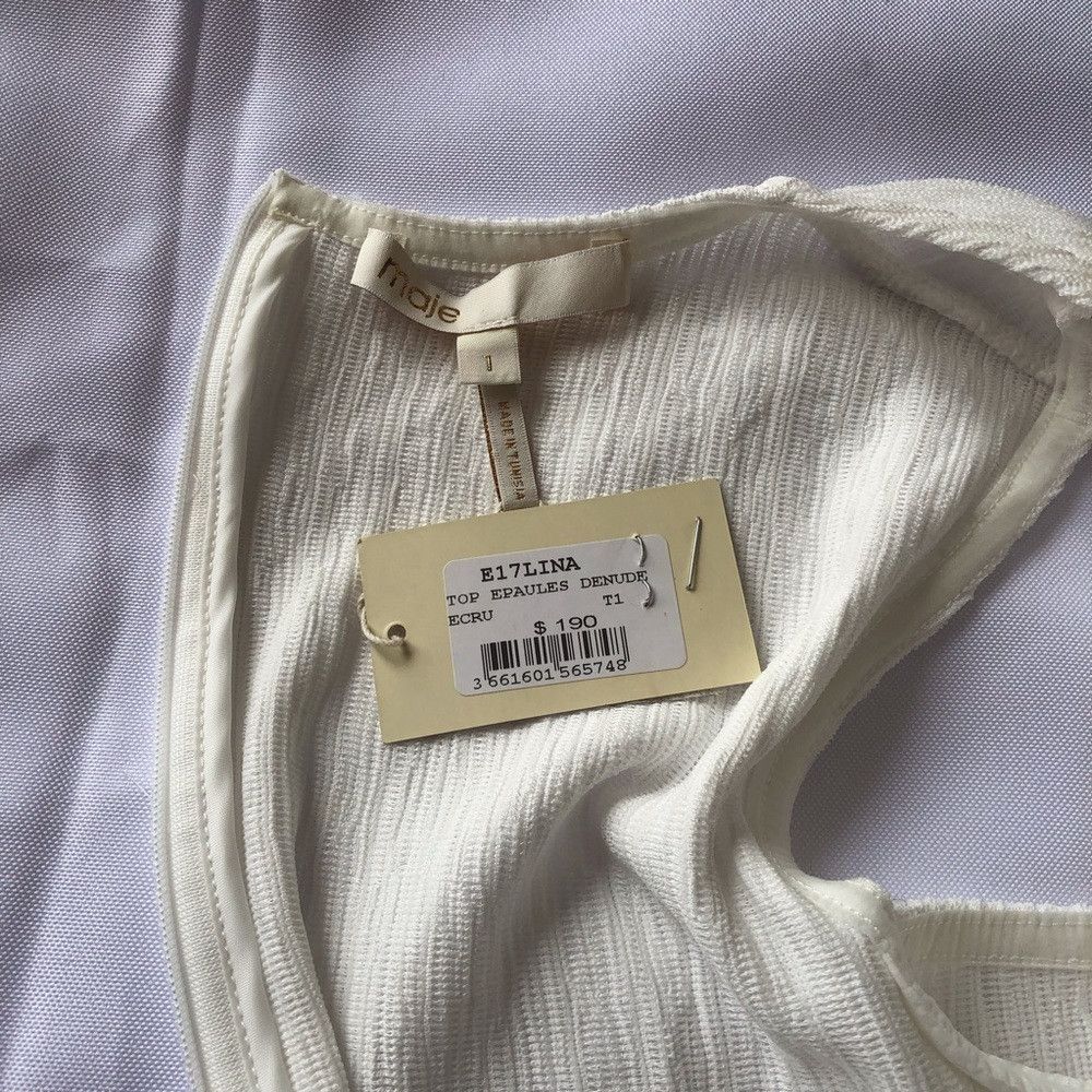 Maje New $190 Maje Lina Cold-shoulder Top In Ecru Size 1 US S Size S / US 4 / IT 40 - 6 Thumbnail
