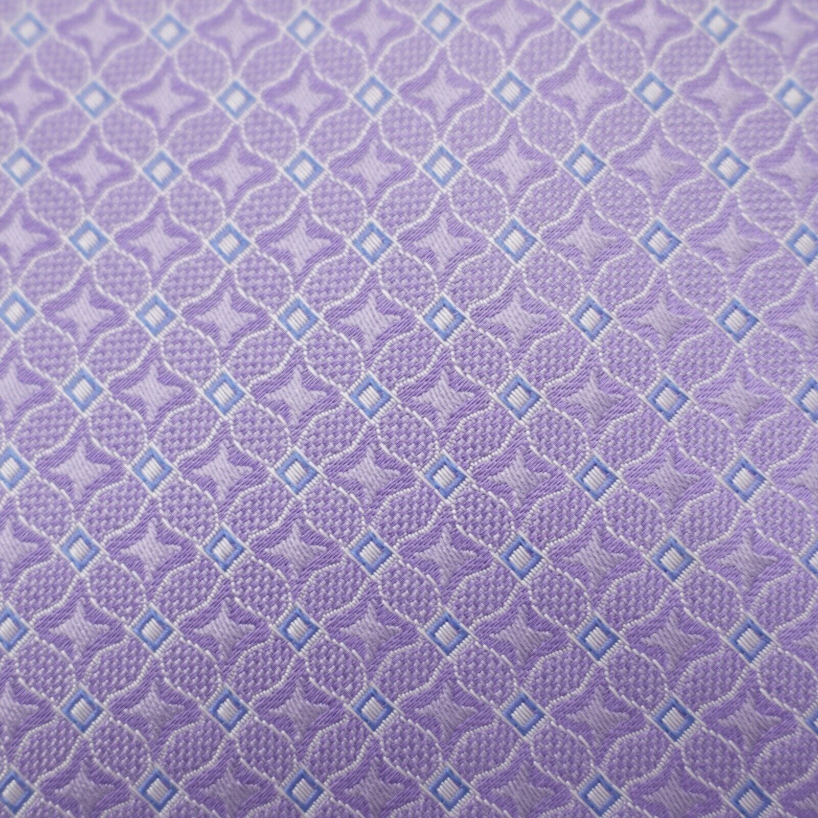 Designer Eagle Shirtmakers Purple Blue Geometric Woven Silk Tie Size ONE SIZE - 2 Thumbnail