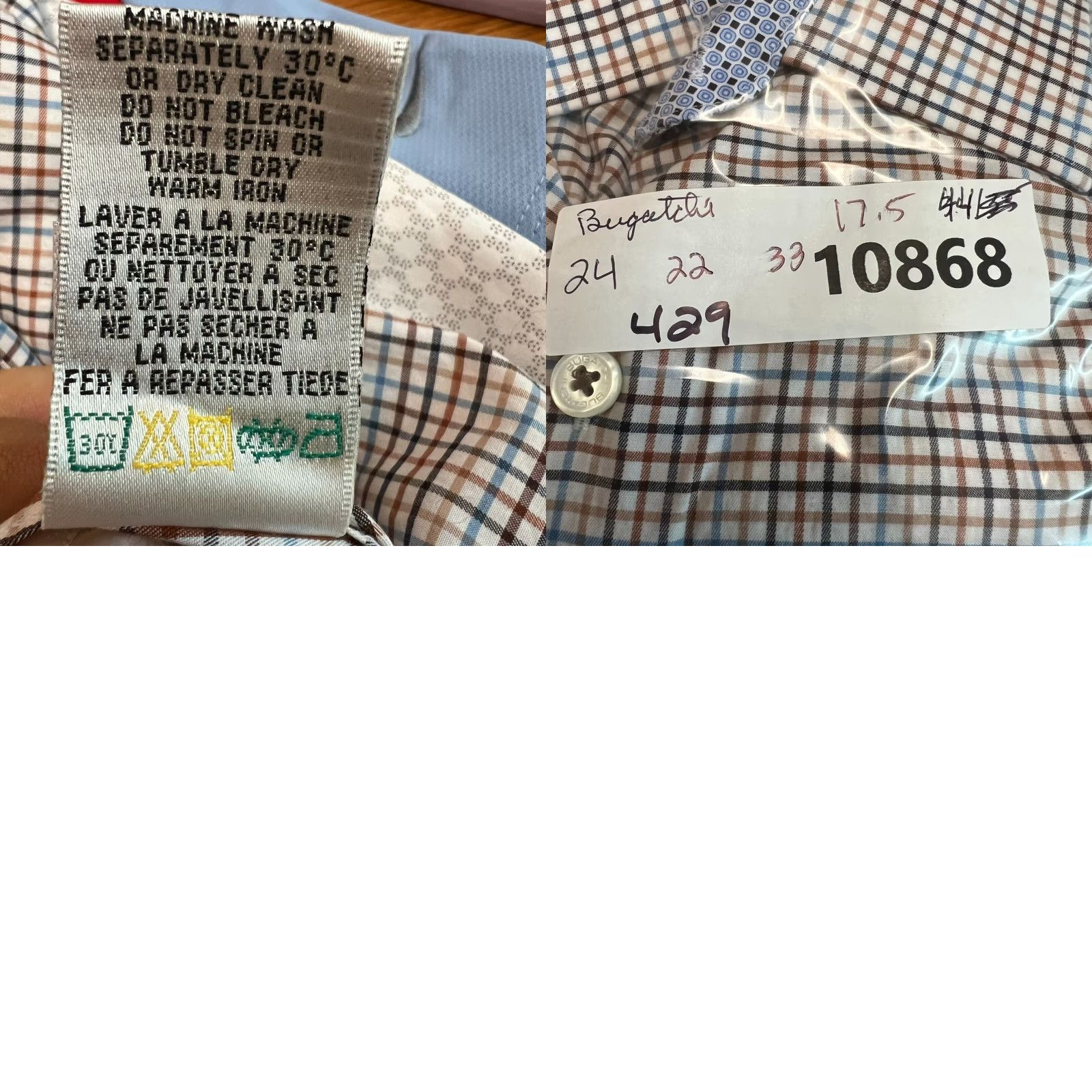 BUGATCHI Bugatchi Uomo Shirt Mens 17.5 Cotton Button-Up Long Sleeve Blue Striped Size US XL / EU 56 / 4 - 8 Thumbnail