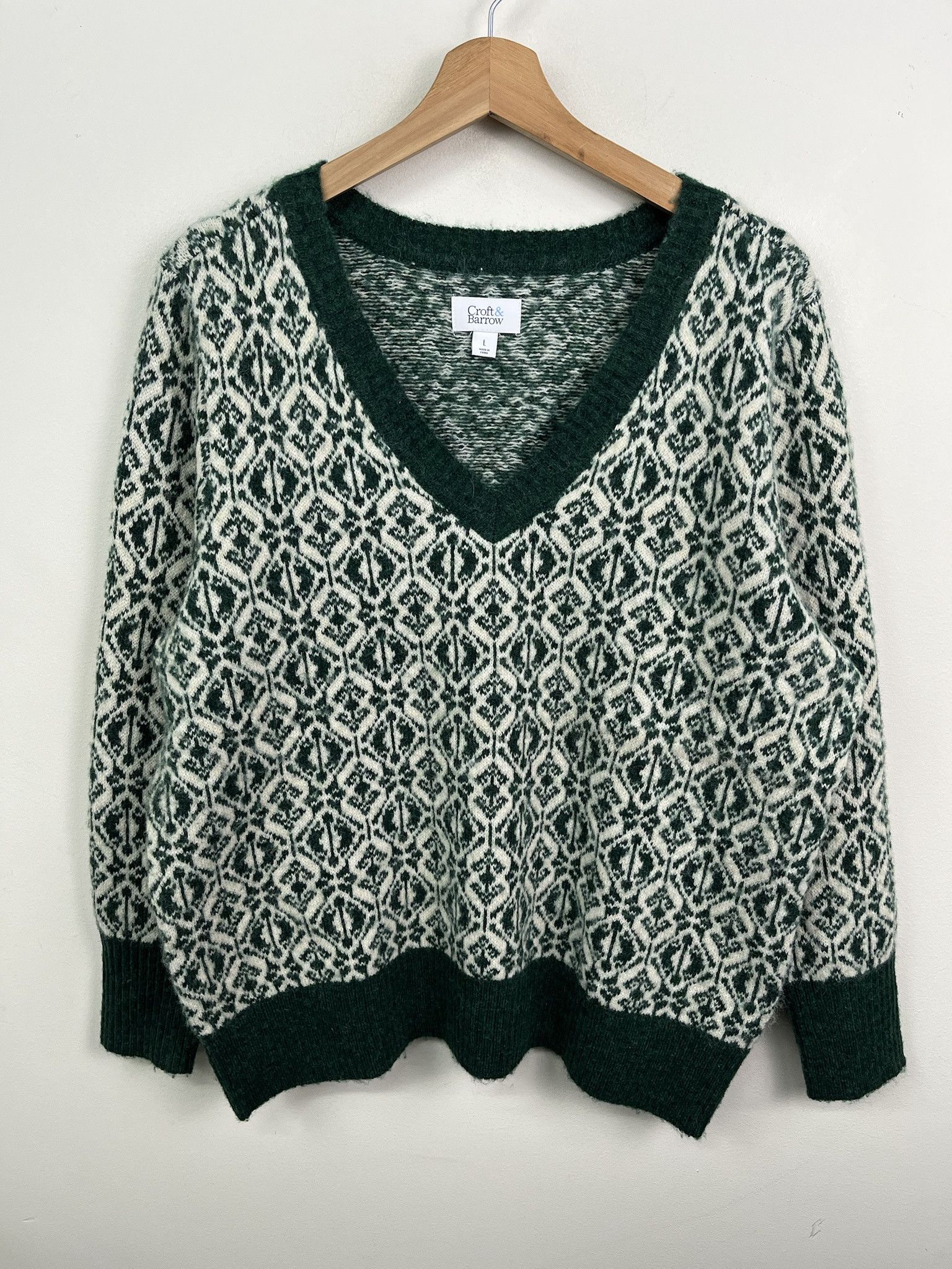 Other Vintage Emerald Pattern Soft Knit Sweater Size M (L) Size US M / EU 48-50 / 2 - 1 Thumbnail