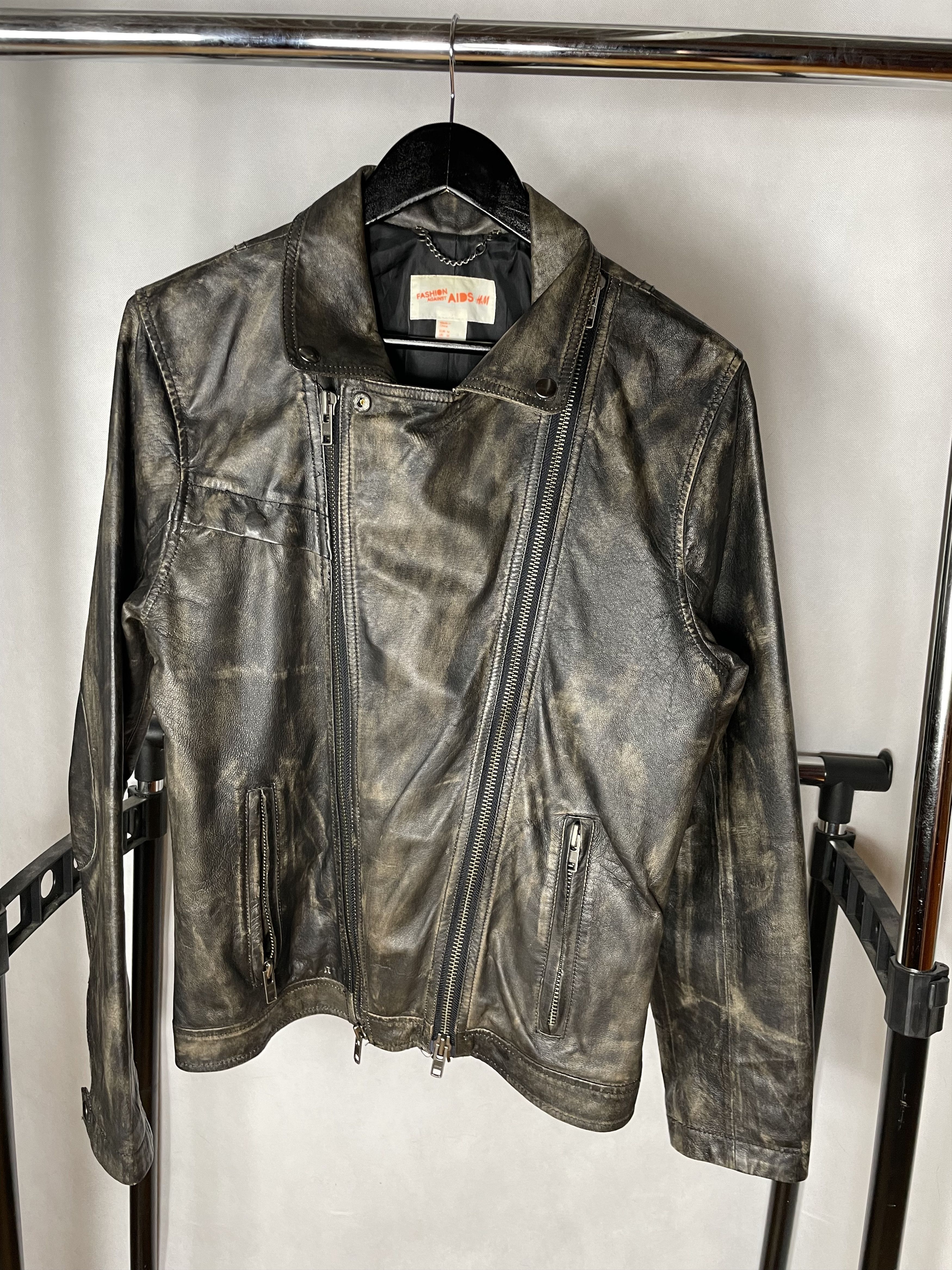 H&M × Vintage H&M x Fashion Against Aids Leather Jacket Size US L / EU 52-54 / 3 - 1 Thumbnail