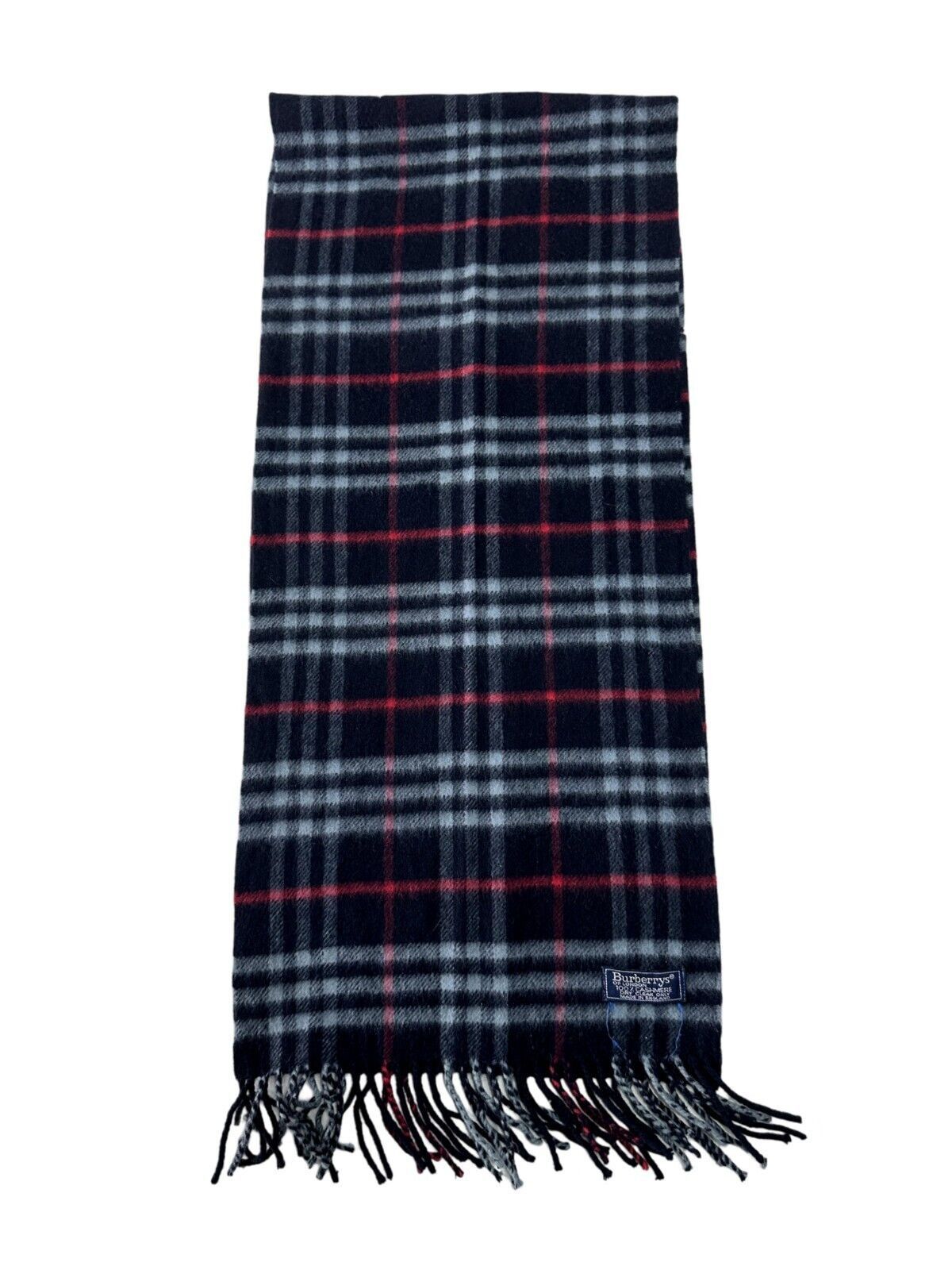 Burberry Burberrys Classic Check Unisex Scarf Blue 100% Cashmere Size ONE SIZE - 4 Thumbnail