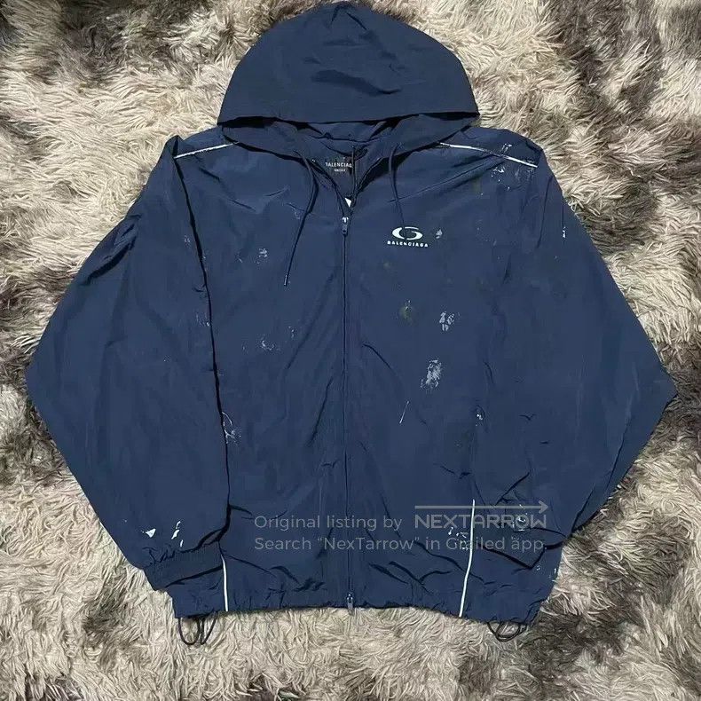 Balenciaga Balenciaga Splatter Distressed Hooded Sports Jacket with Z Size US XS / EU 42 / 0 - 1 Thumbnail