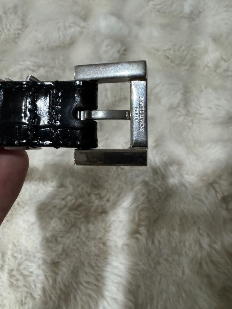 Saint Laurent Paris Saint laurent paris Black silver logo embossed leather belt Size ONE SIZE - 4 Thumbnail