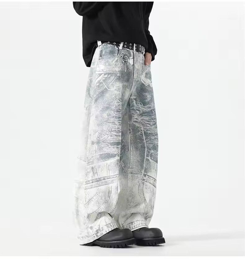 Japanese Brand Y2K / Grunge / Streetwear Distressed Wide Leg Denim Jeans Size US 31 - 6 Thumbnail