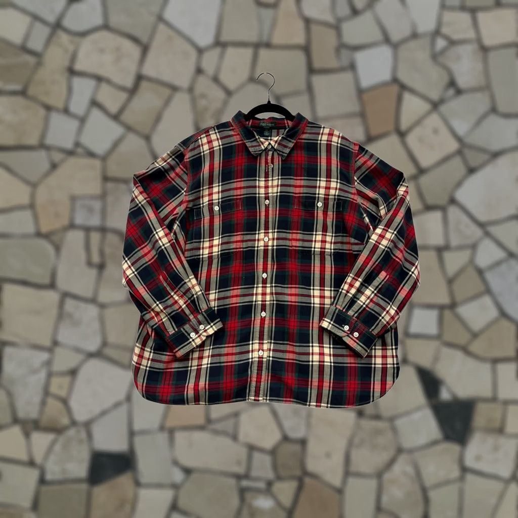 CO Womens 3XL Lauren Jeans Co Ralph Lauren Red & Green Plaid Button-Up Shirt, Cotton Flannel, Long Sleeve, 3XL, Womens, Red Size 40" / US 18 - 1 Thumbnail