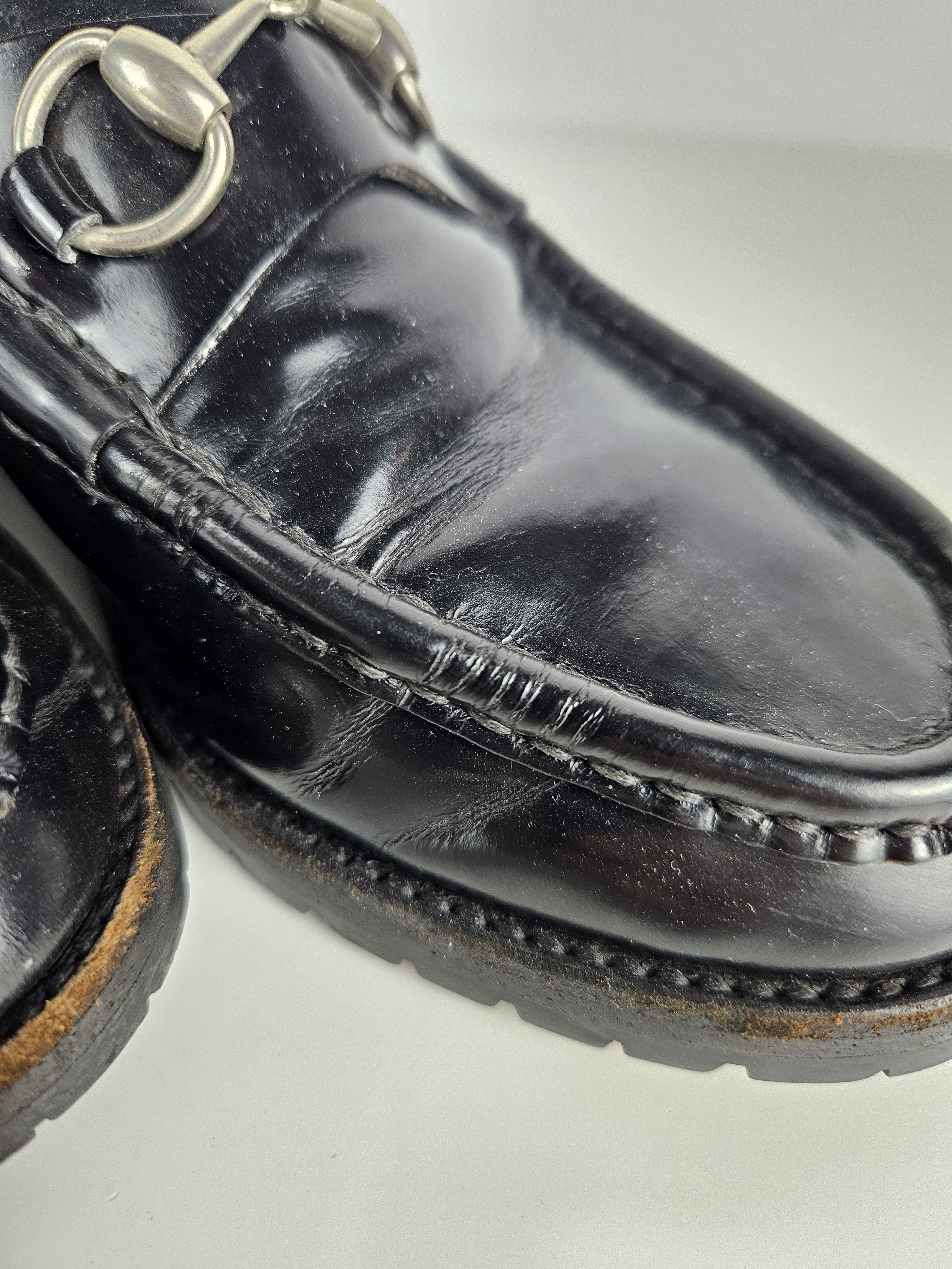 Gucci Vintage Gucci notched sole patent leather horsebit loafers Size US 7 / IT 37 - 15 Thumbnail