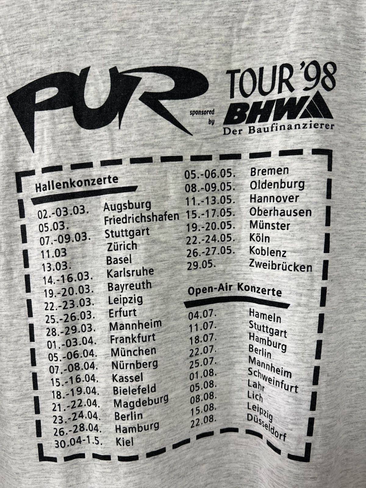 Plus One Clothing Vintage PUR Tour 1998 BHW Germany Band T shirt Mens sz 2XL Size US XXL / EU 58 / 5 - 7 Thumbnail