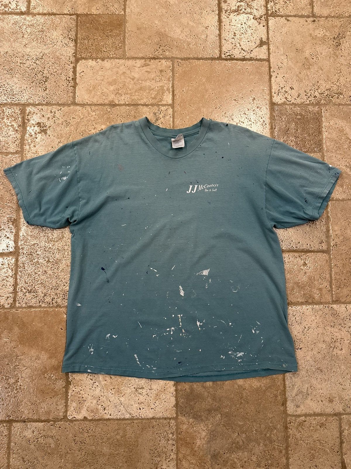 StraightFaded Vintage Hanes Security Chill Out Green Sun Faded Painted Tee Size US XXL / EU 58 / 5 - 4 Thumbnail