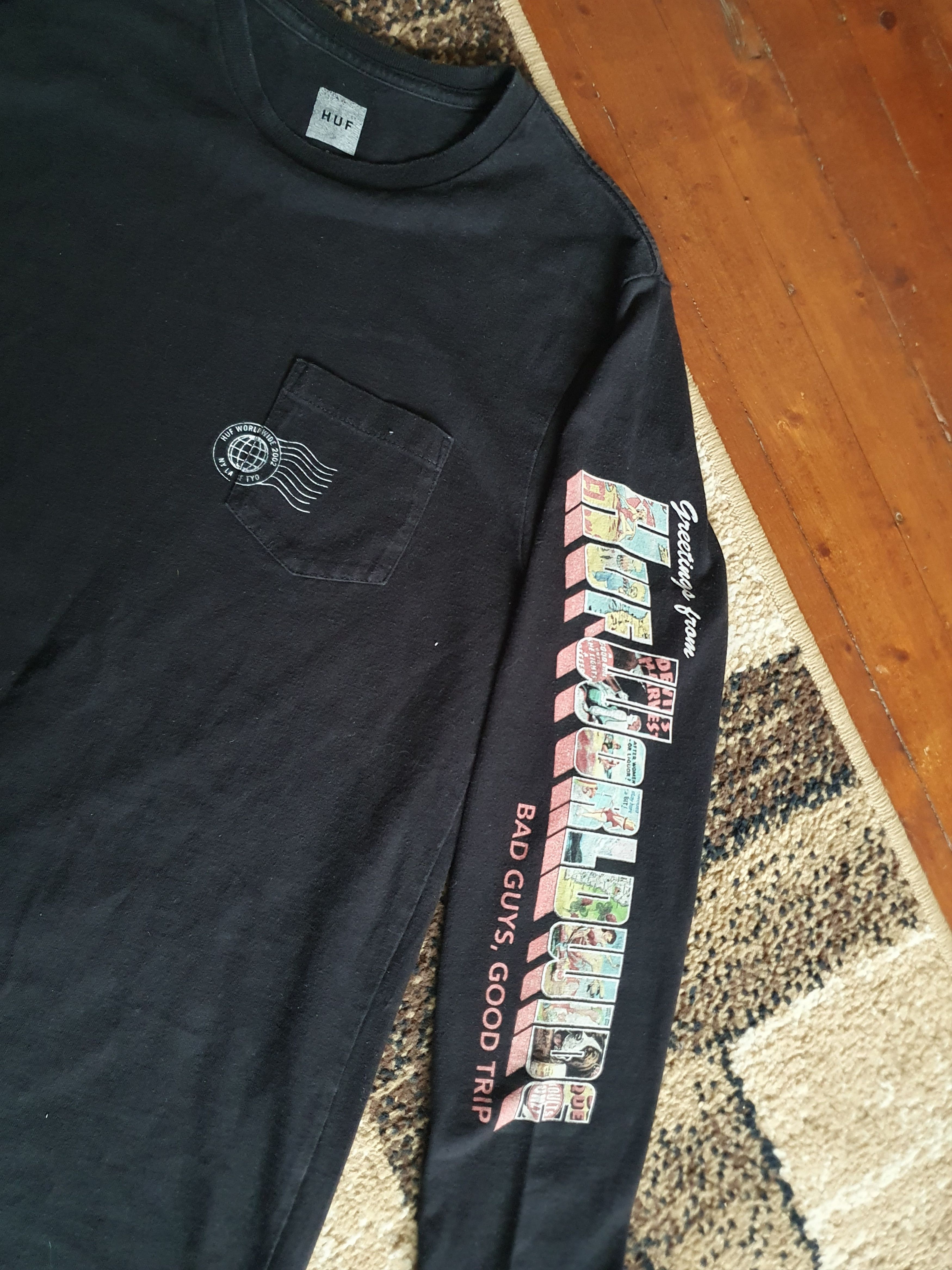 Huf Huf Worldwide Bad Guys,Good Trip Long Sleeve Pocket tee sz S Size US S / EU 44-46 / 1 - 2 Thumbnail
