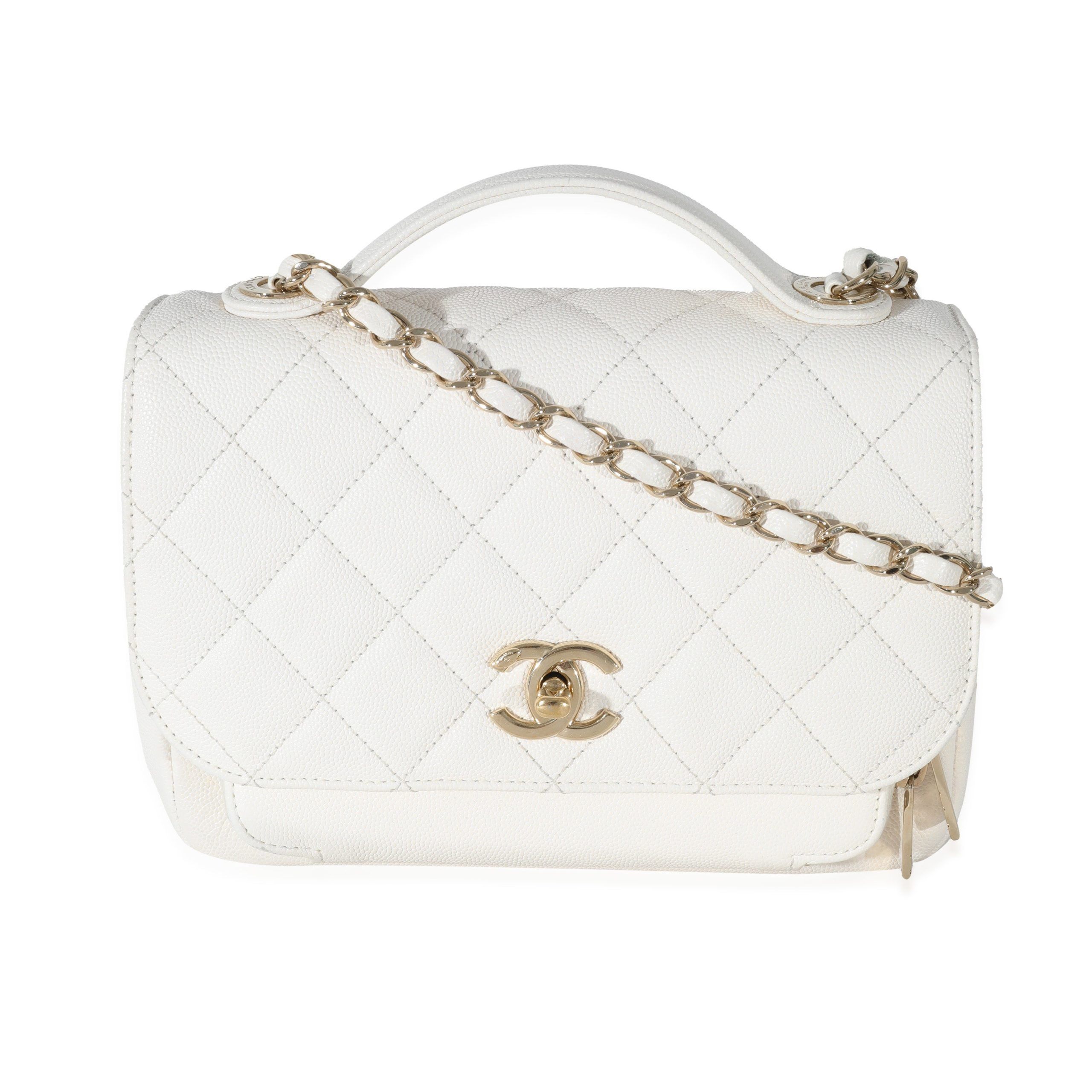 image of Chanel White Caviar Medium Business Affinity Flap Bag, Women's