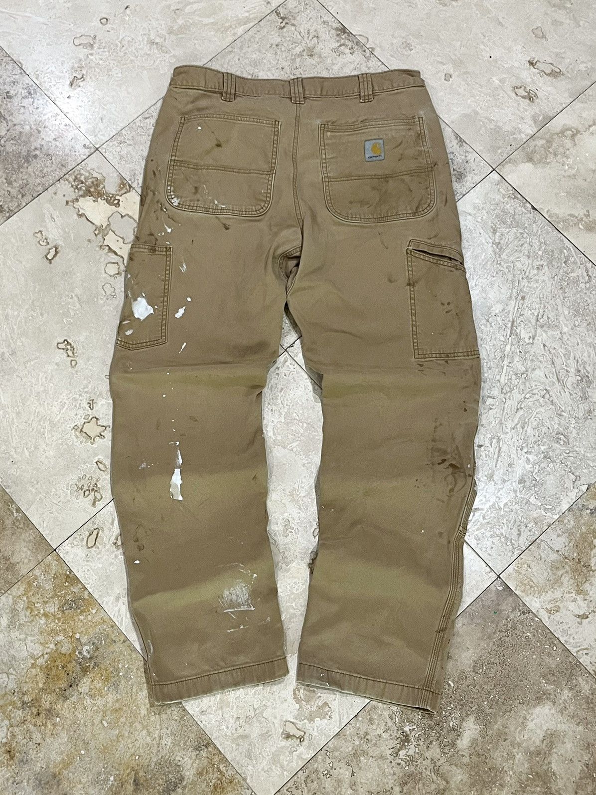 Carhartt Double Knee Painters Khaki Work Pants Size US 34 / EU 50 - 2 Thumbnail