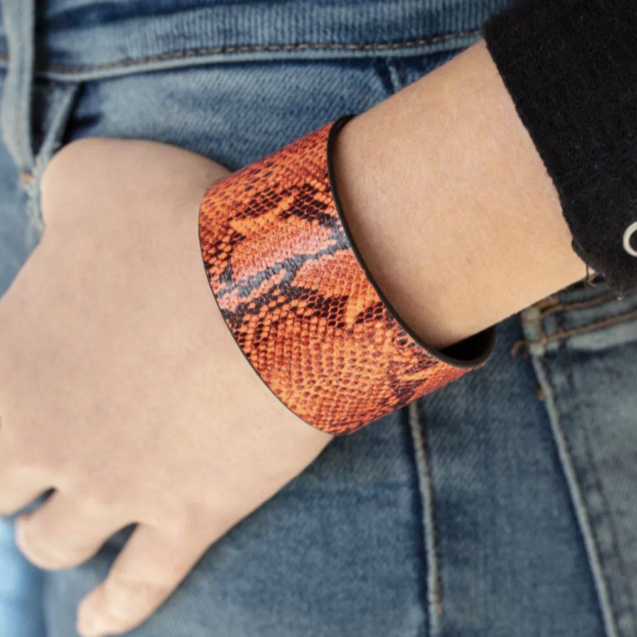 Other Orange snake print leather bracelet Size ONE SIZE - 3 Thumbnail
