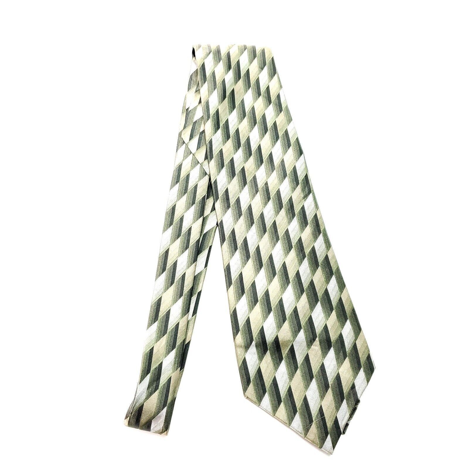 Van Heusen Van Heusen Silk Tie Green Beige Print Wide Size ONE SIZE - 6 Thumbnail
