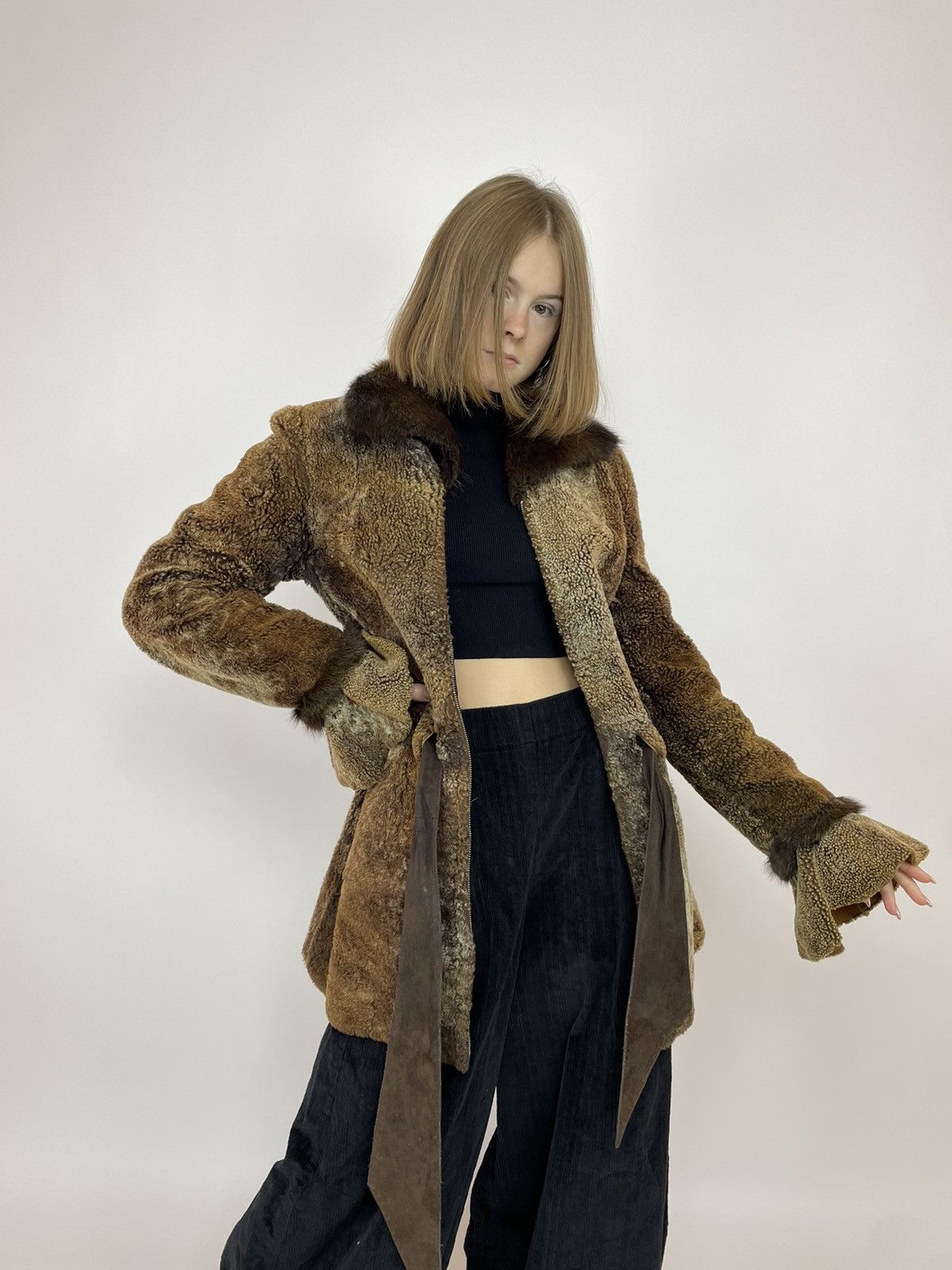 Other Women's belted Fur coat DONETI old money avant garde size S Size S / US 4 / IT 40 - 8 Thumbnail