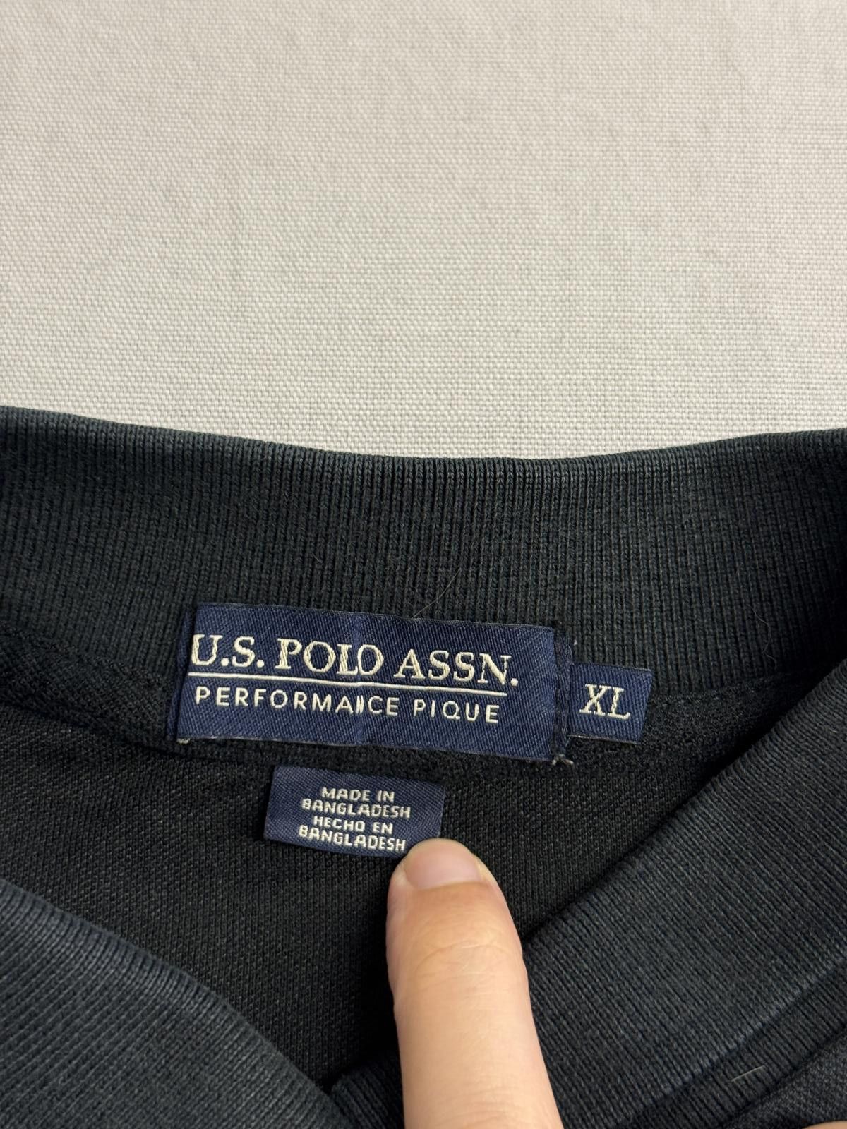 U.S. Polo Assn. Mens Faded Black Polo Two Button - US Polo Performance Pique Size US XL / EU 56 / 4 - 2 Thumbnail